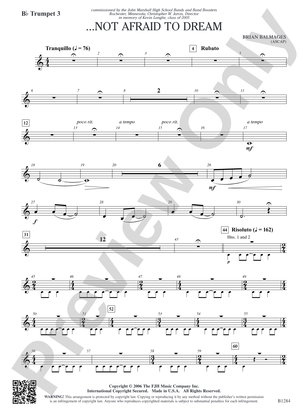 ...Not Afraid to Dream: B-flat Trumpet 3
