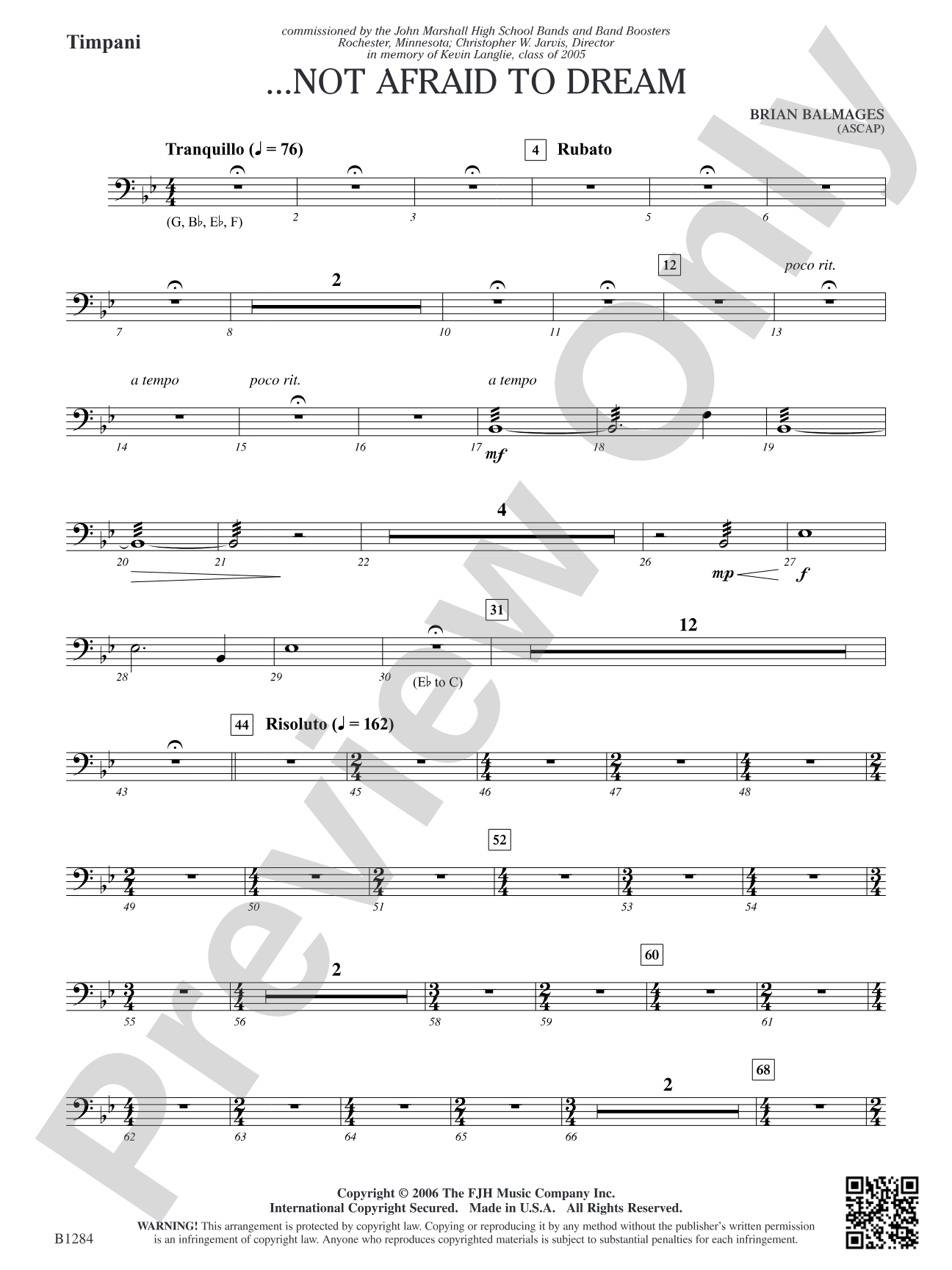 ...Not Afraid to Dream: Timpani
