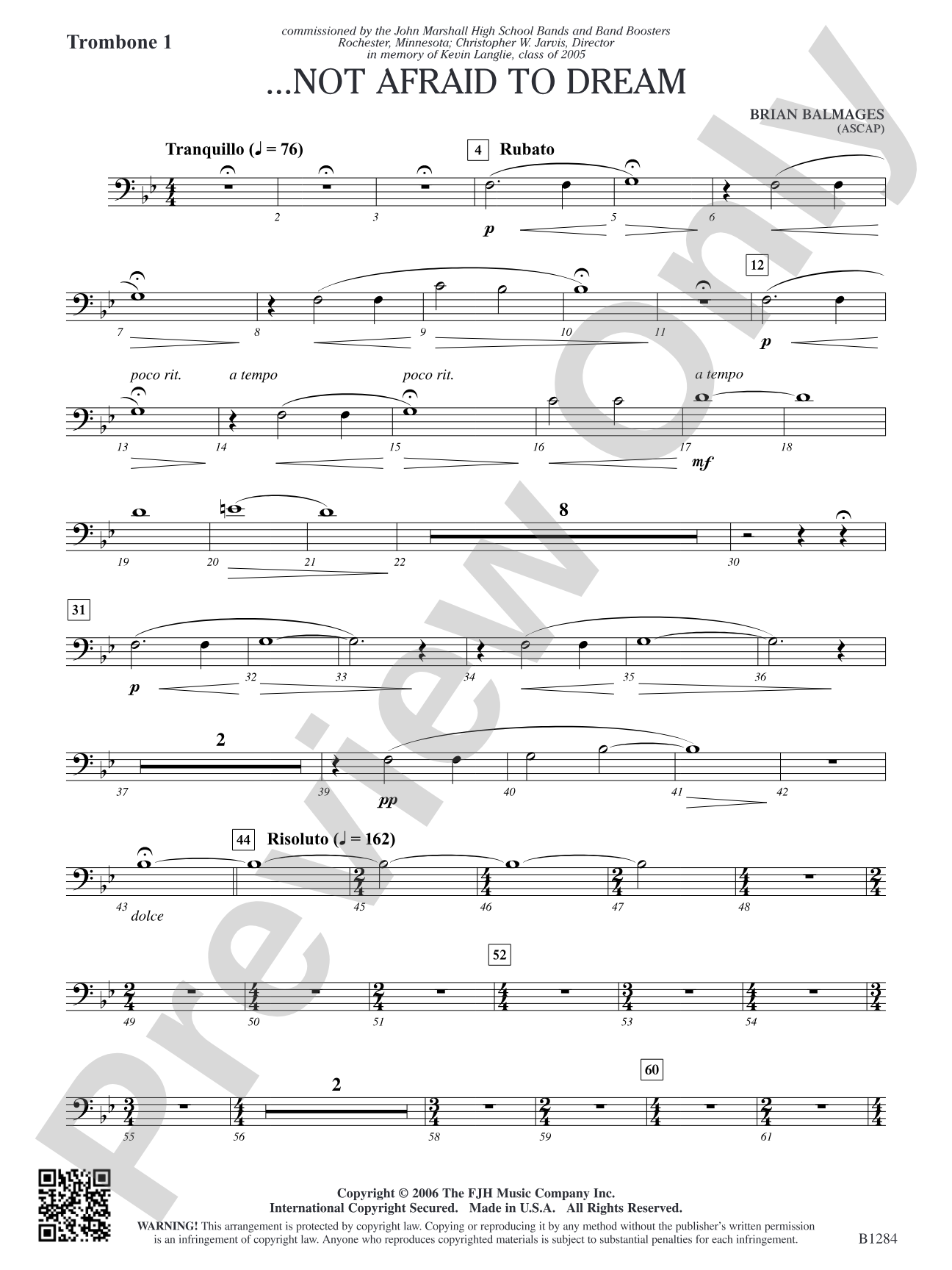 ...Not Afraid to Dream: Trombone 1