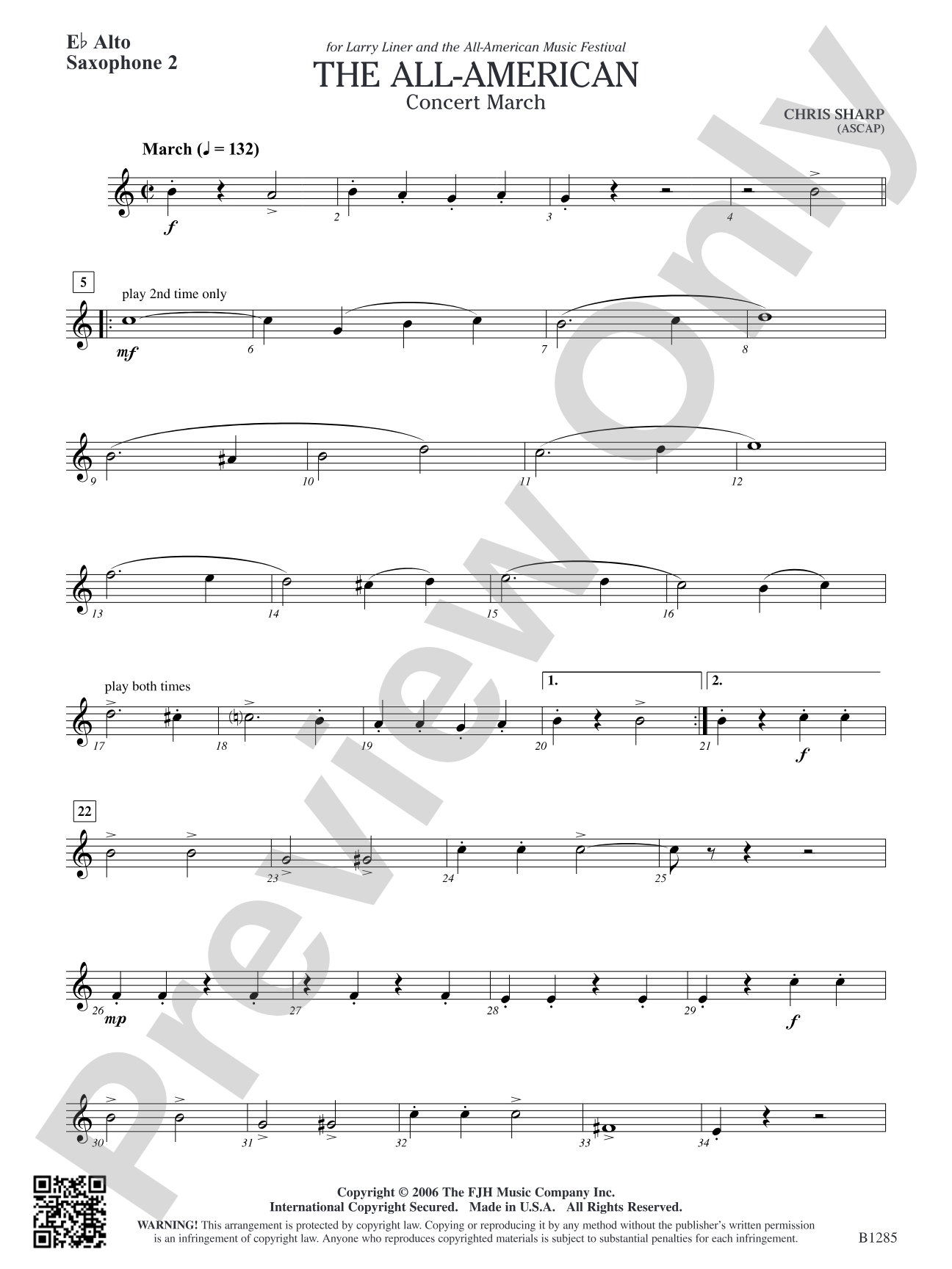 The All-American (Concert March): E-flat Alto Saxophone 2