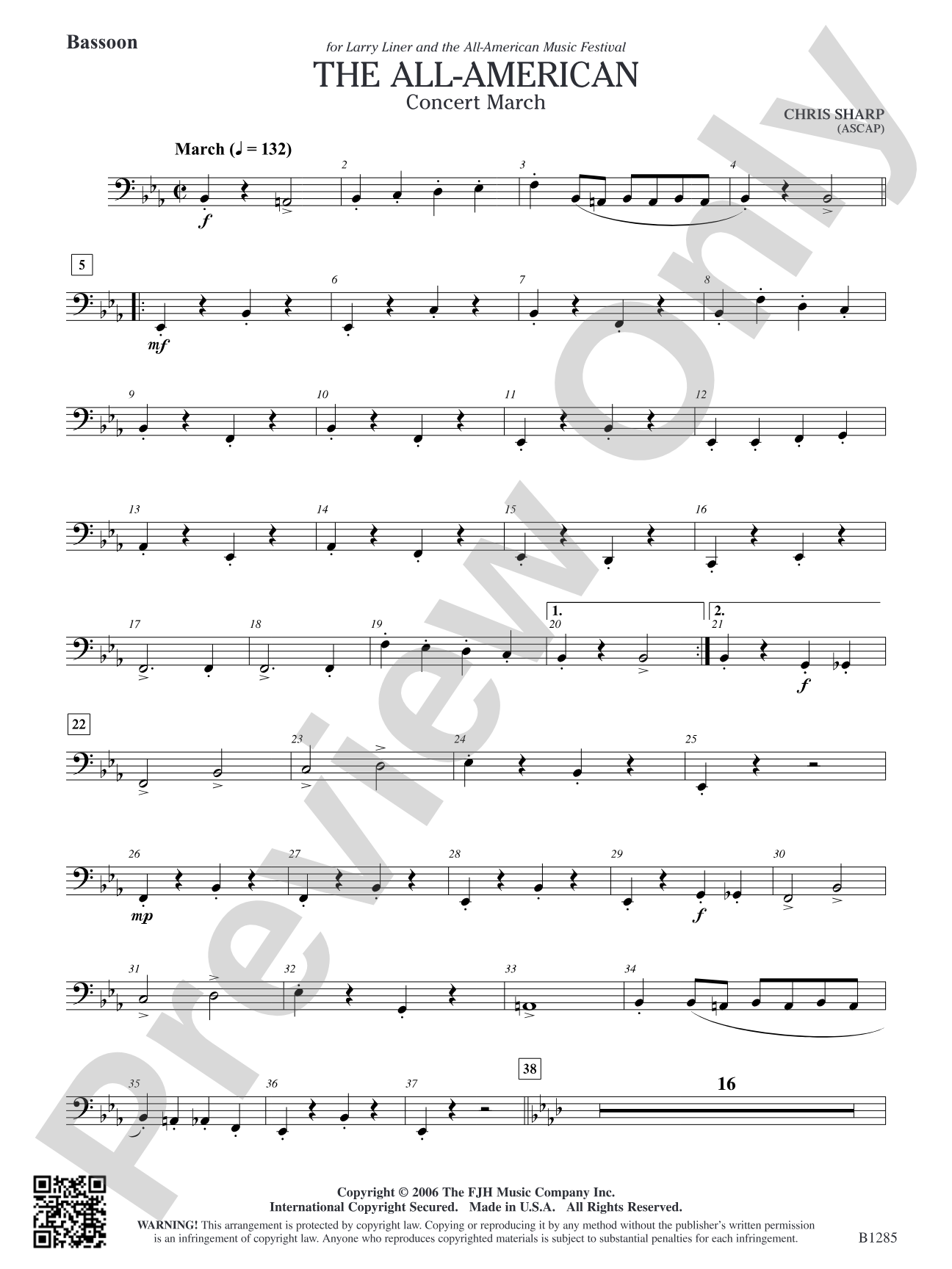 The All-American (Concert March): Bassoon