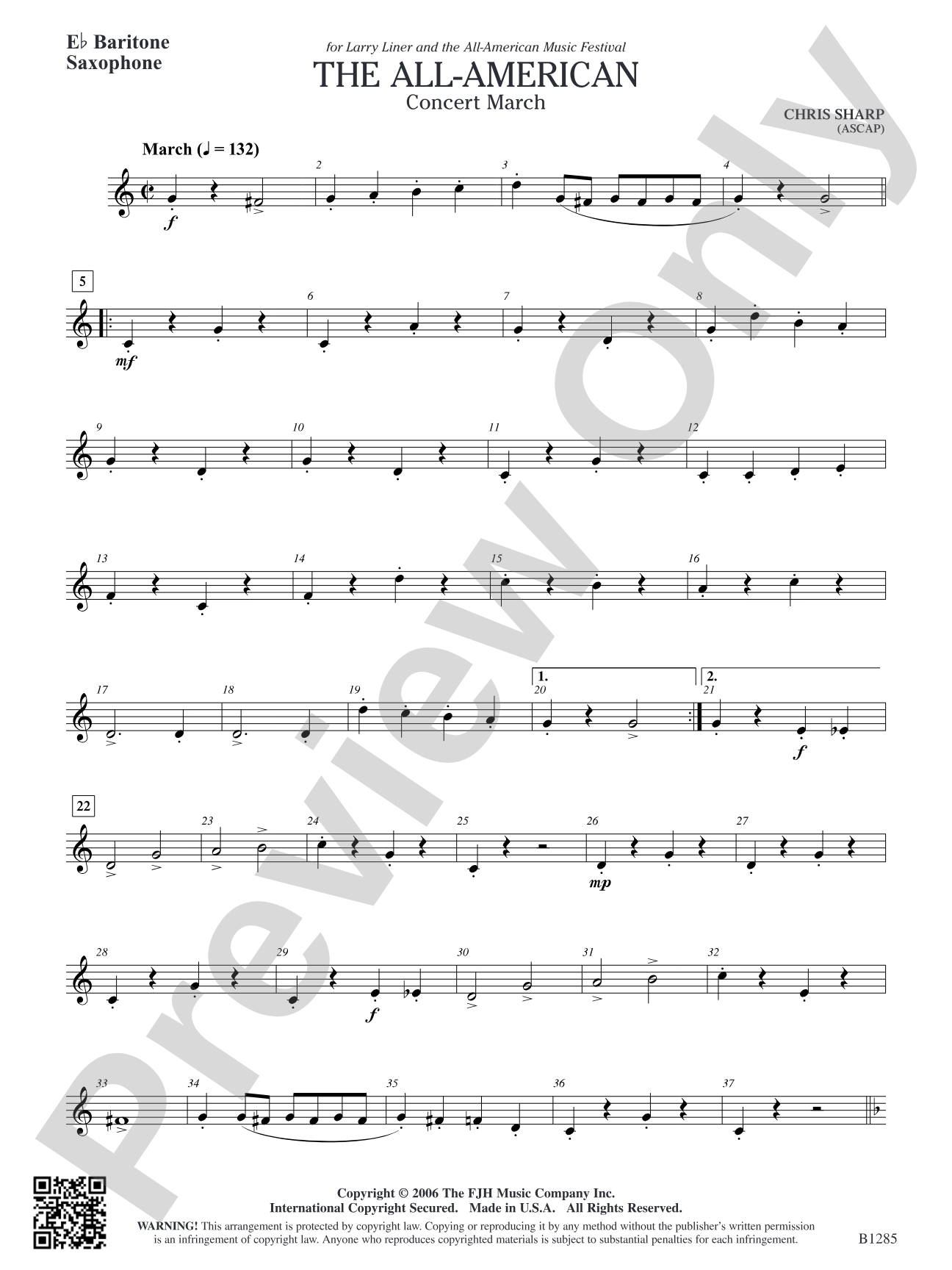 The All-American (Concert March): E-flat Baritone Saxophone