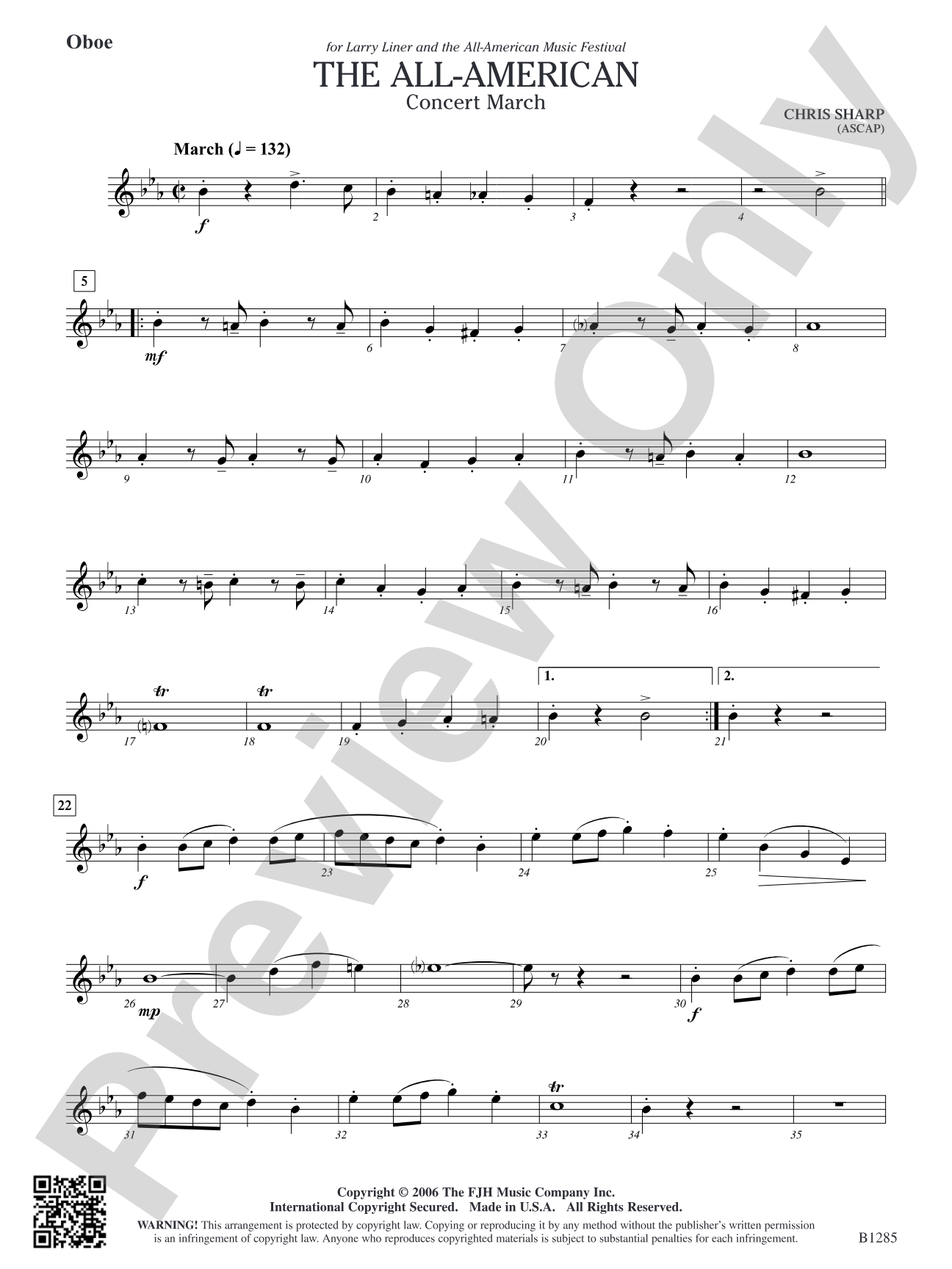 The All-American (Concert March): Oboe