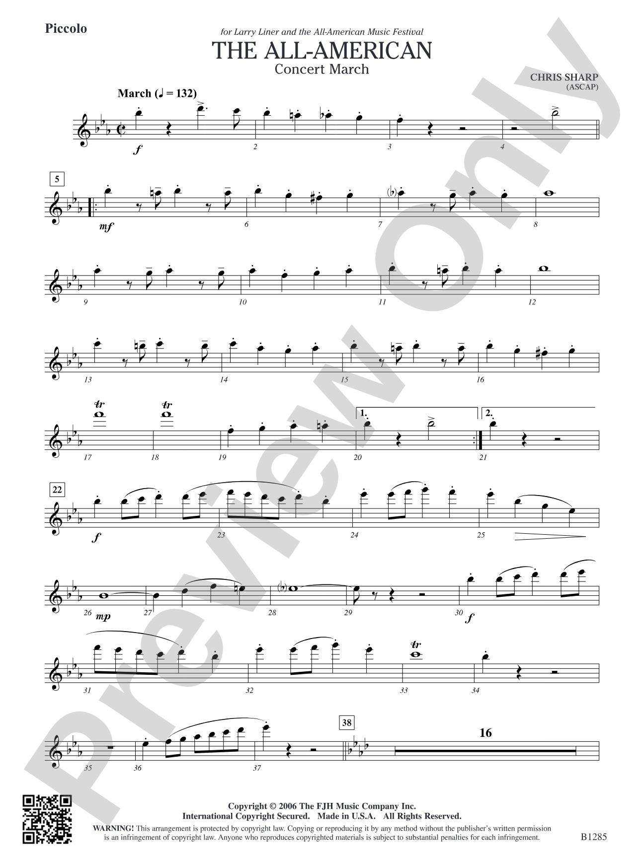 The All-American (Concert March): Piccolo
