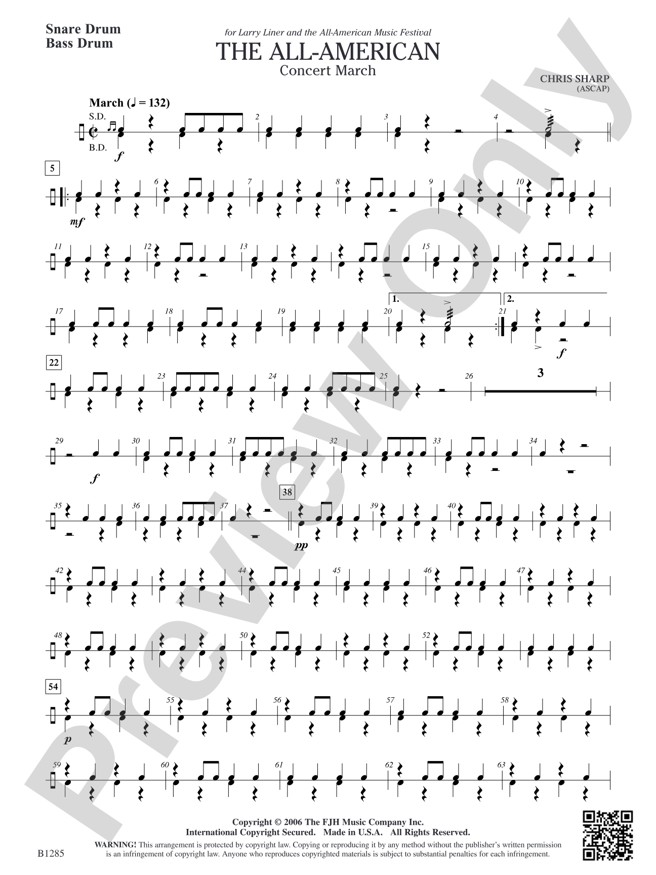 The All-American (Concert March): Snare Drum/Bass Drum