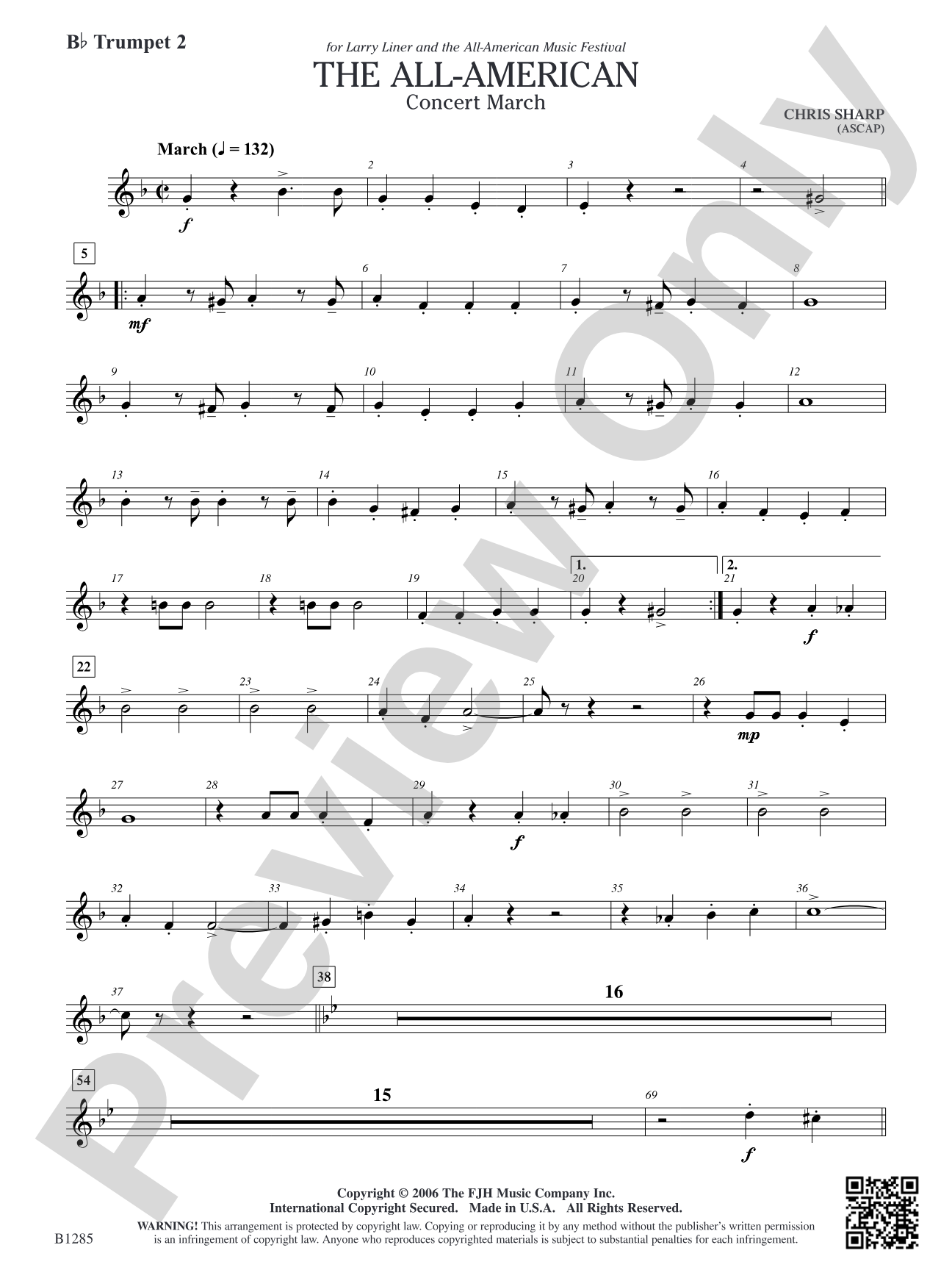 The All-American (Concert March): B-flat Trumpet 2
