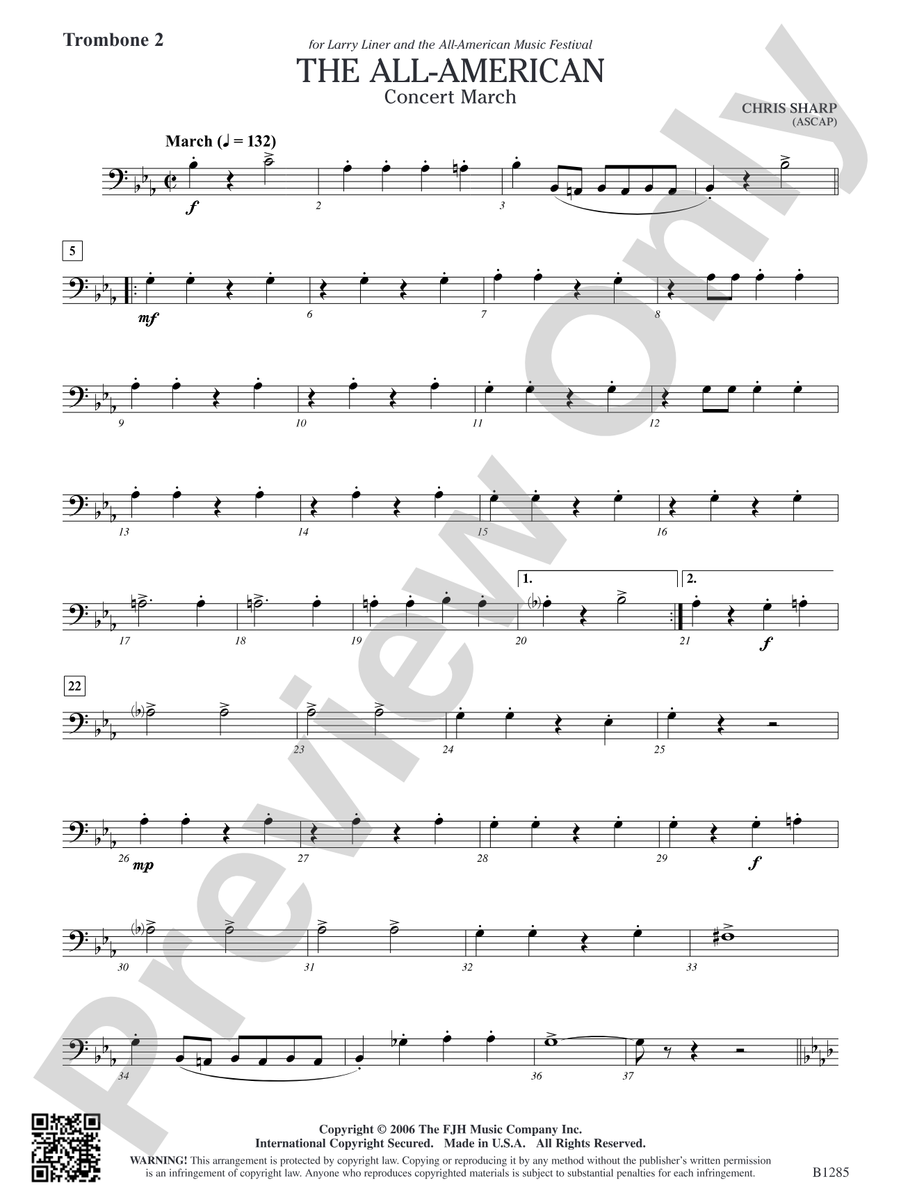 The All-American (Concert March): Trombone 2
