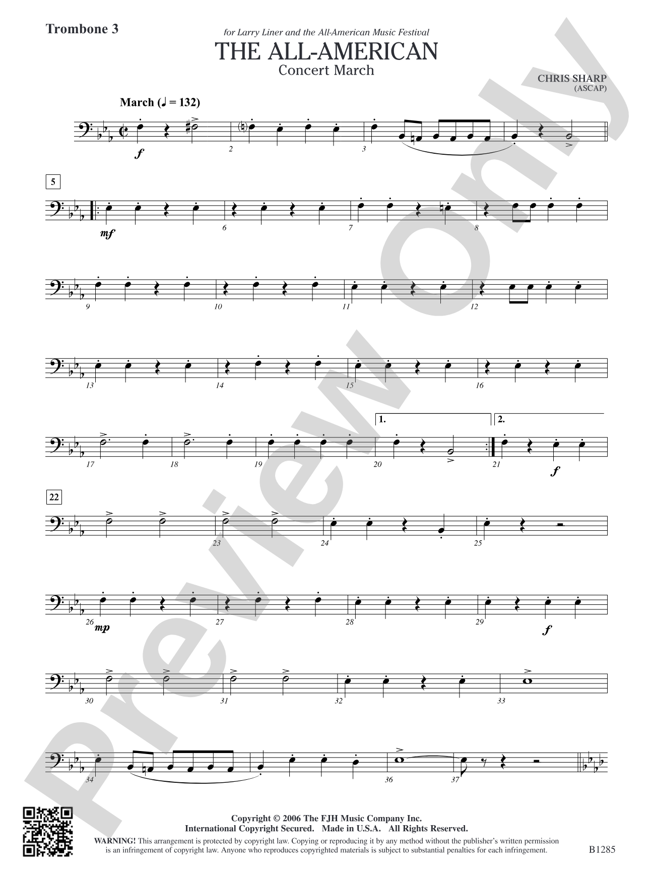 The All-American (Concert March): Trombone 3