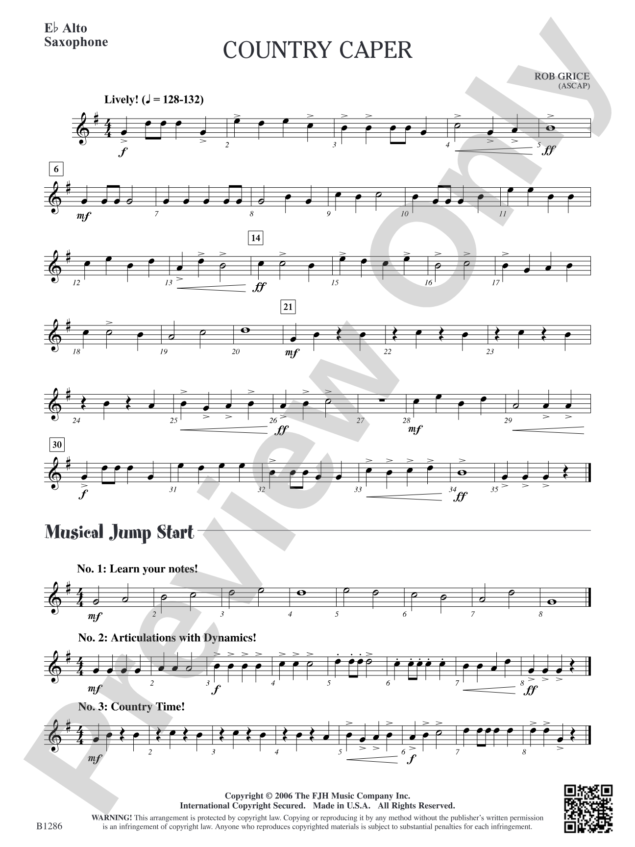 Country Caper: E-flat Alto Saxophone