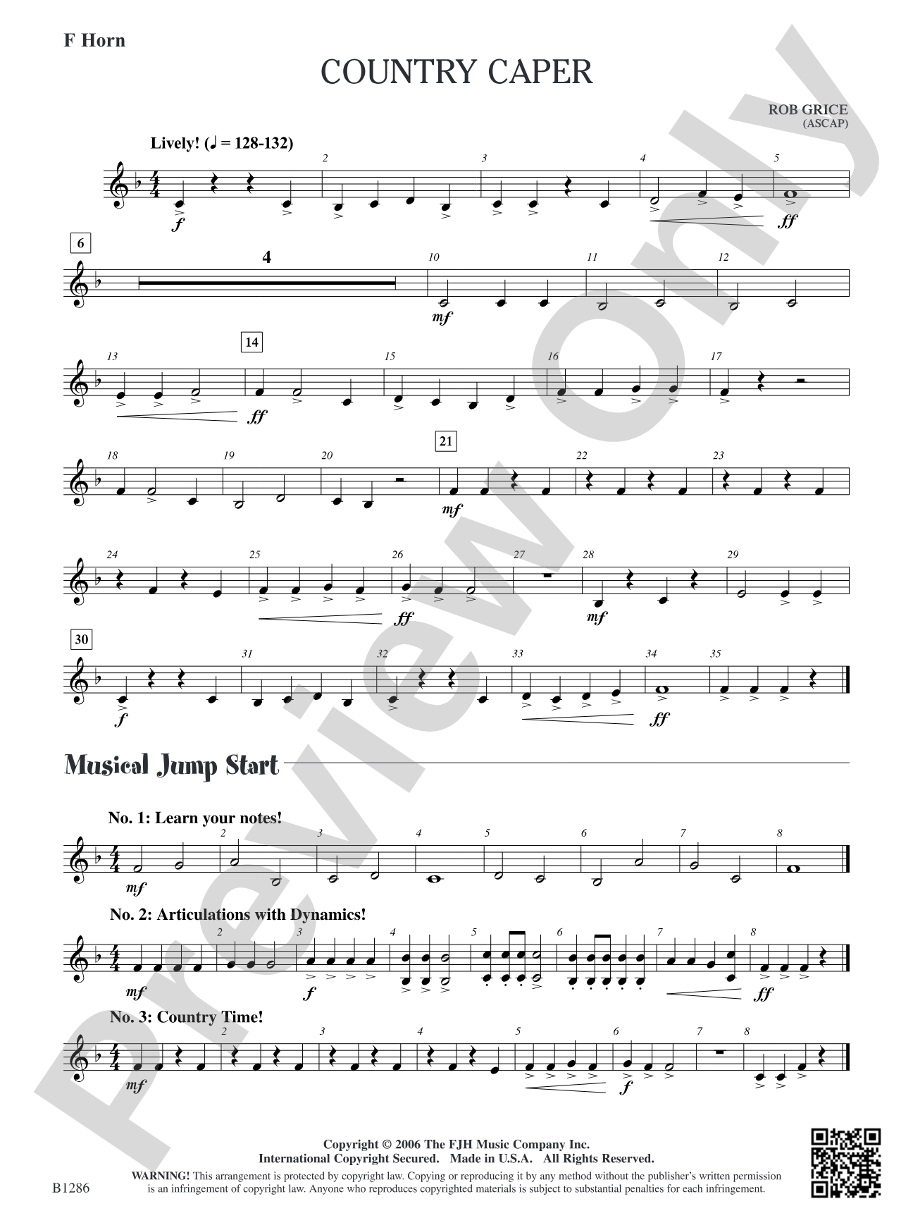 Country Caper: F Horn