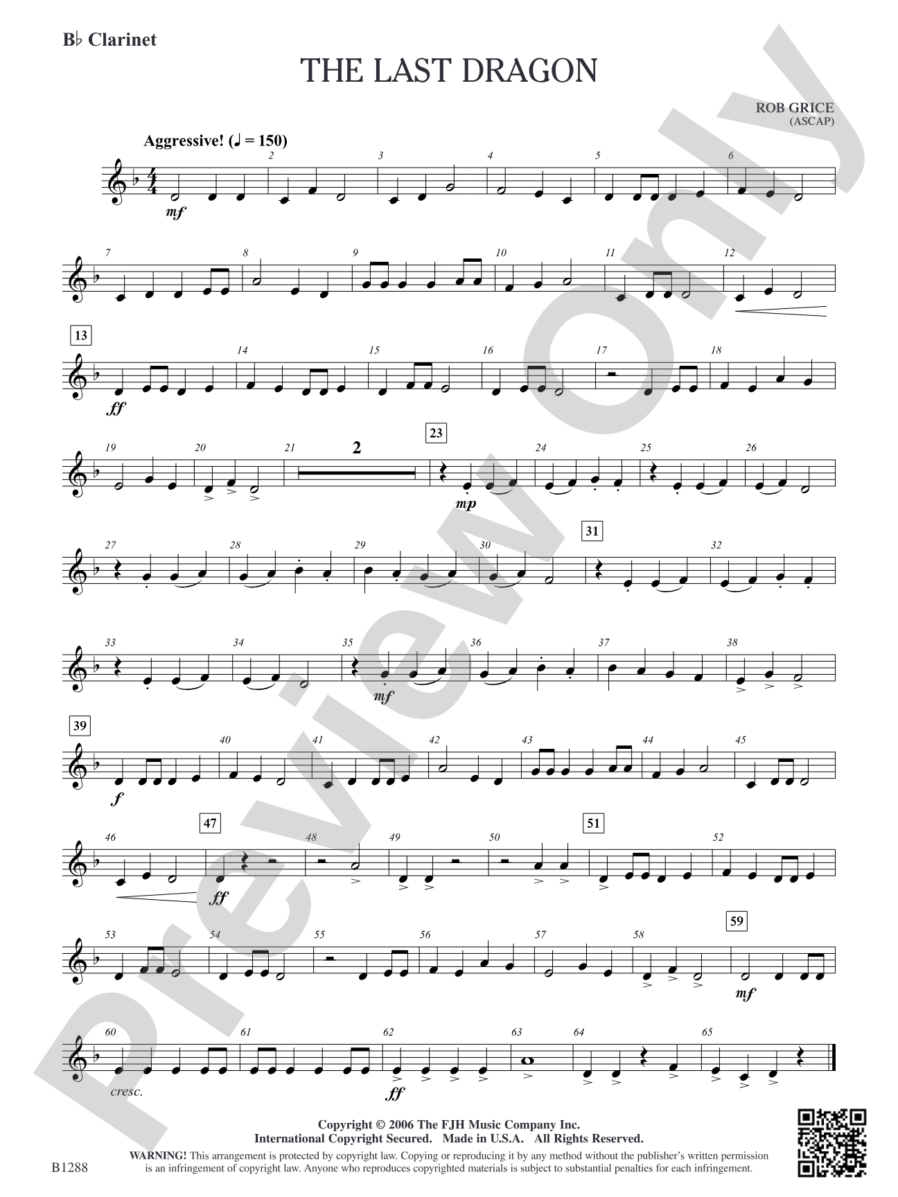 The Last Dragon: B-flat Clarinet