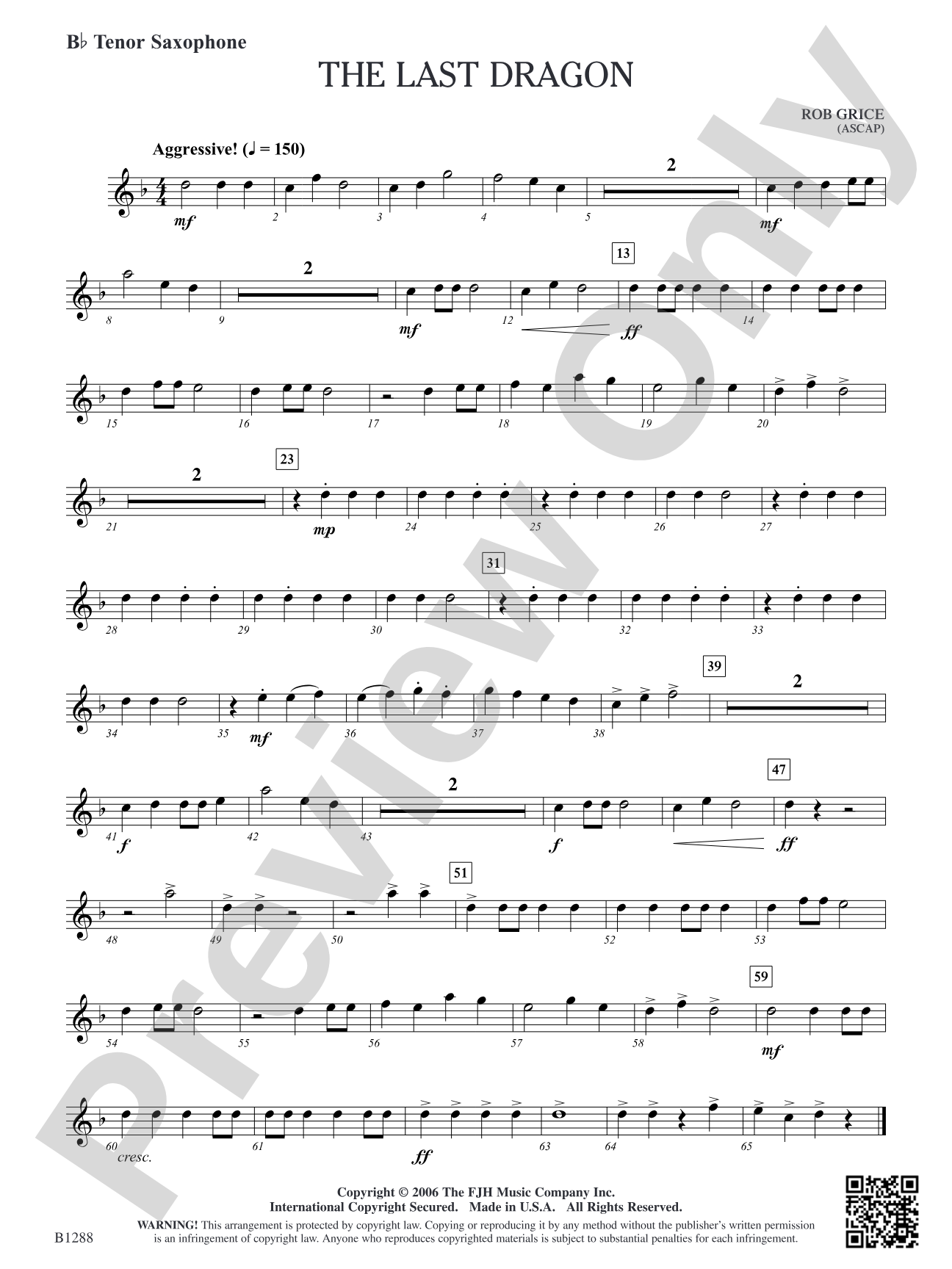 The Last Dragon: B-flat Tenor Saxophone