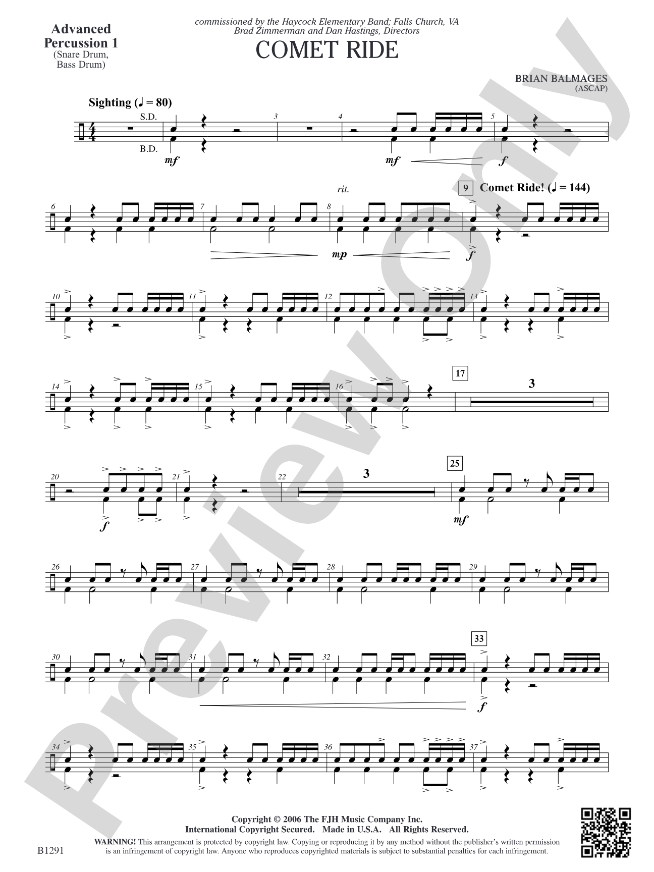 Comet Ride: Advanced Percussion 1