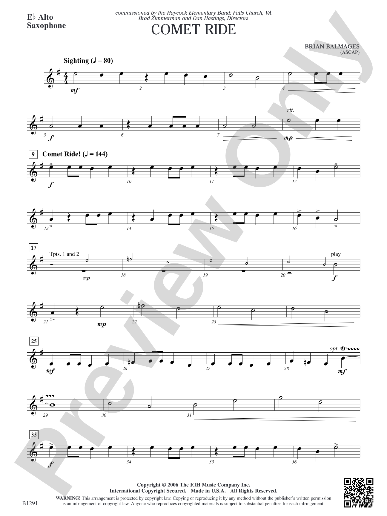 Comet Ride: E-flat Alto Saxophone