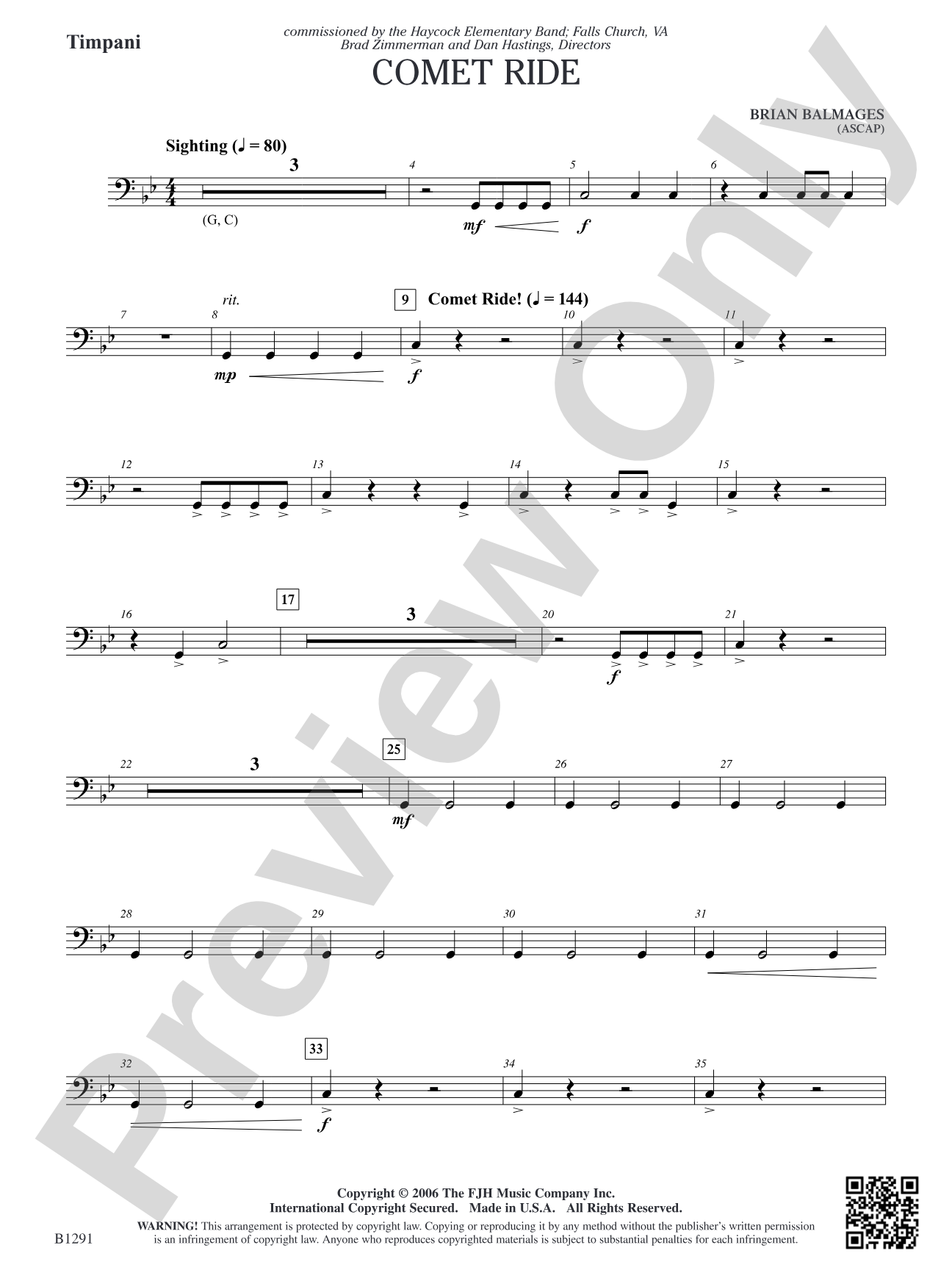 Comet Ride: Optional Timpani