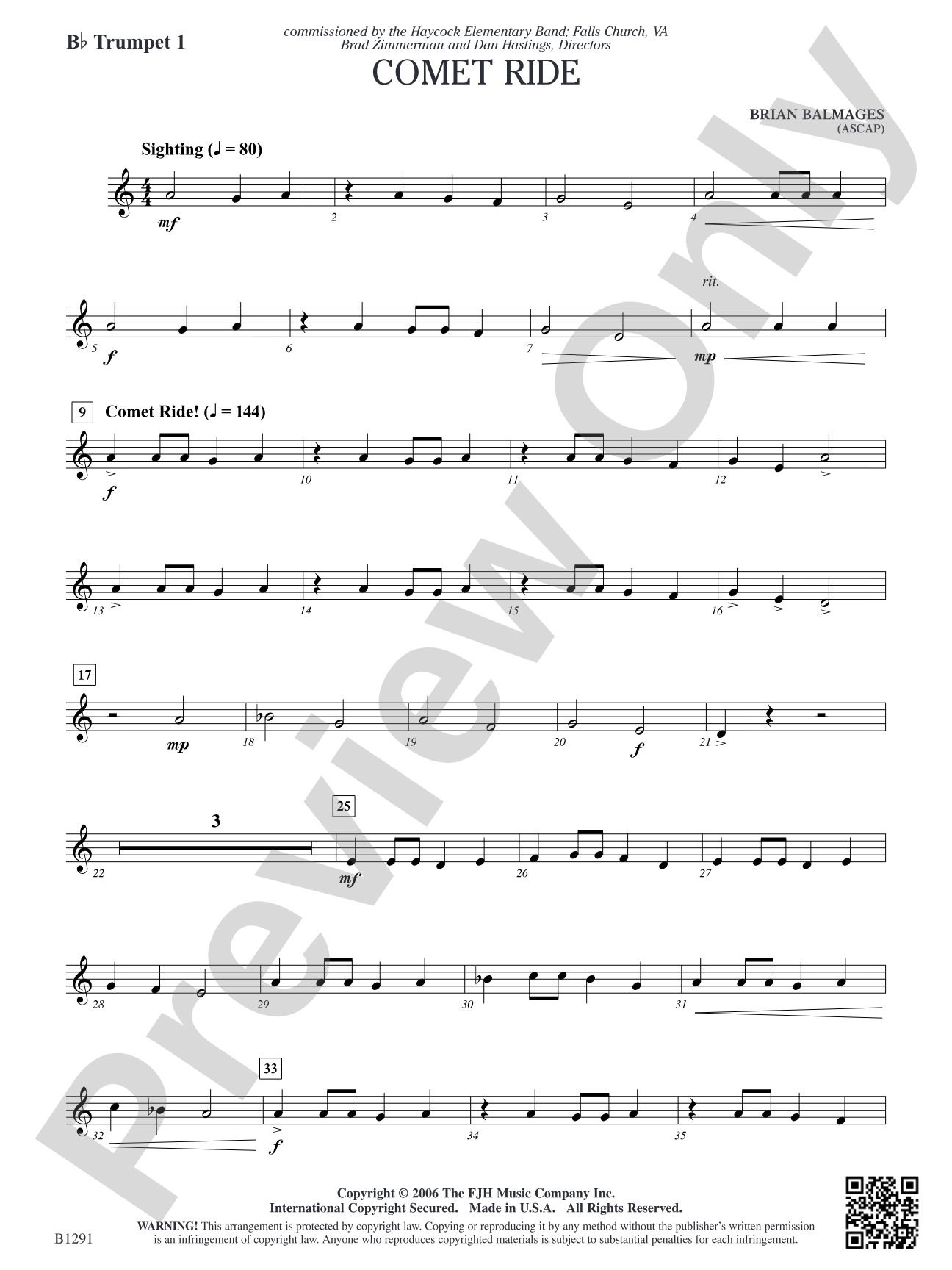 Comet Ride: B-flat Trumpet 1