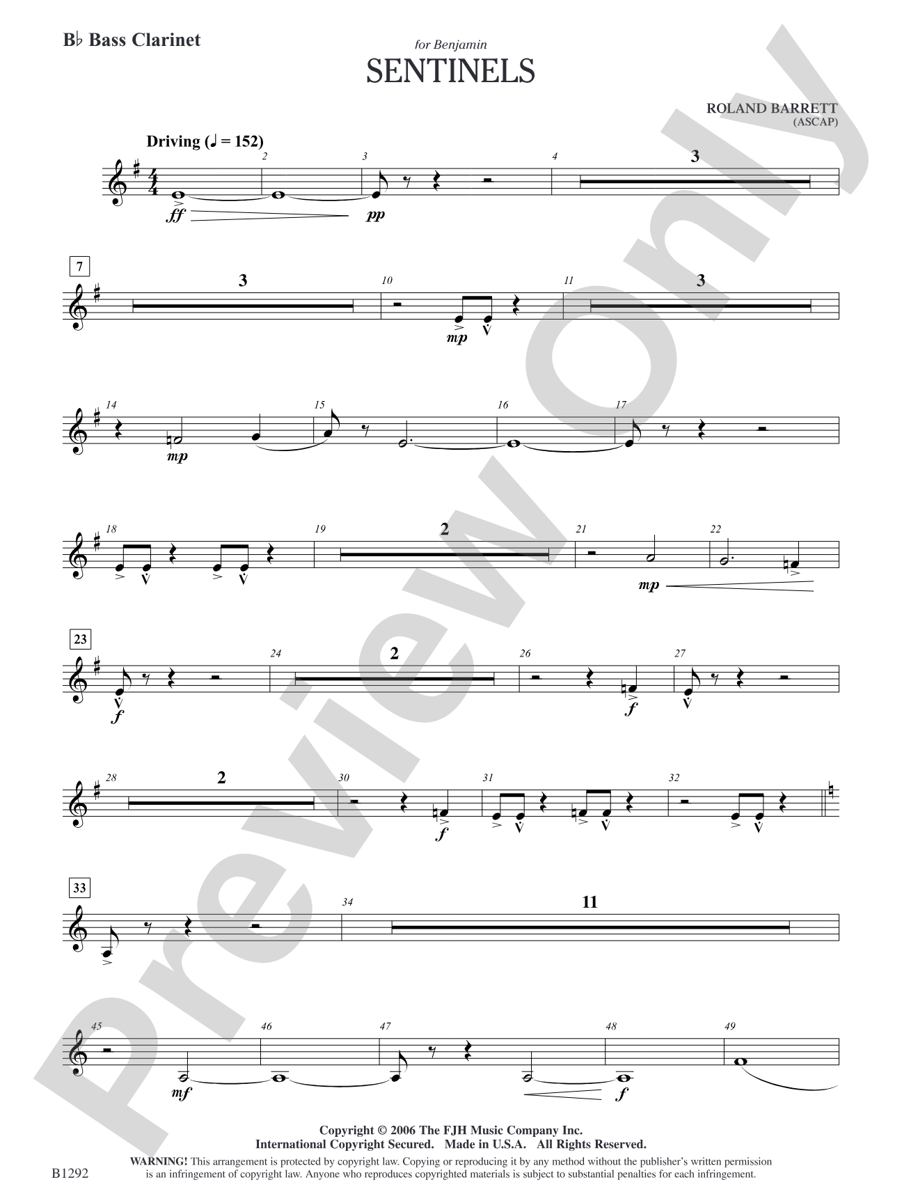 Sentinels: B-flat Bass Clarinet