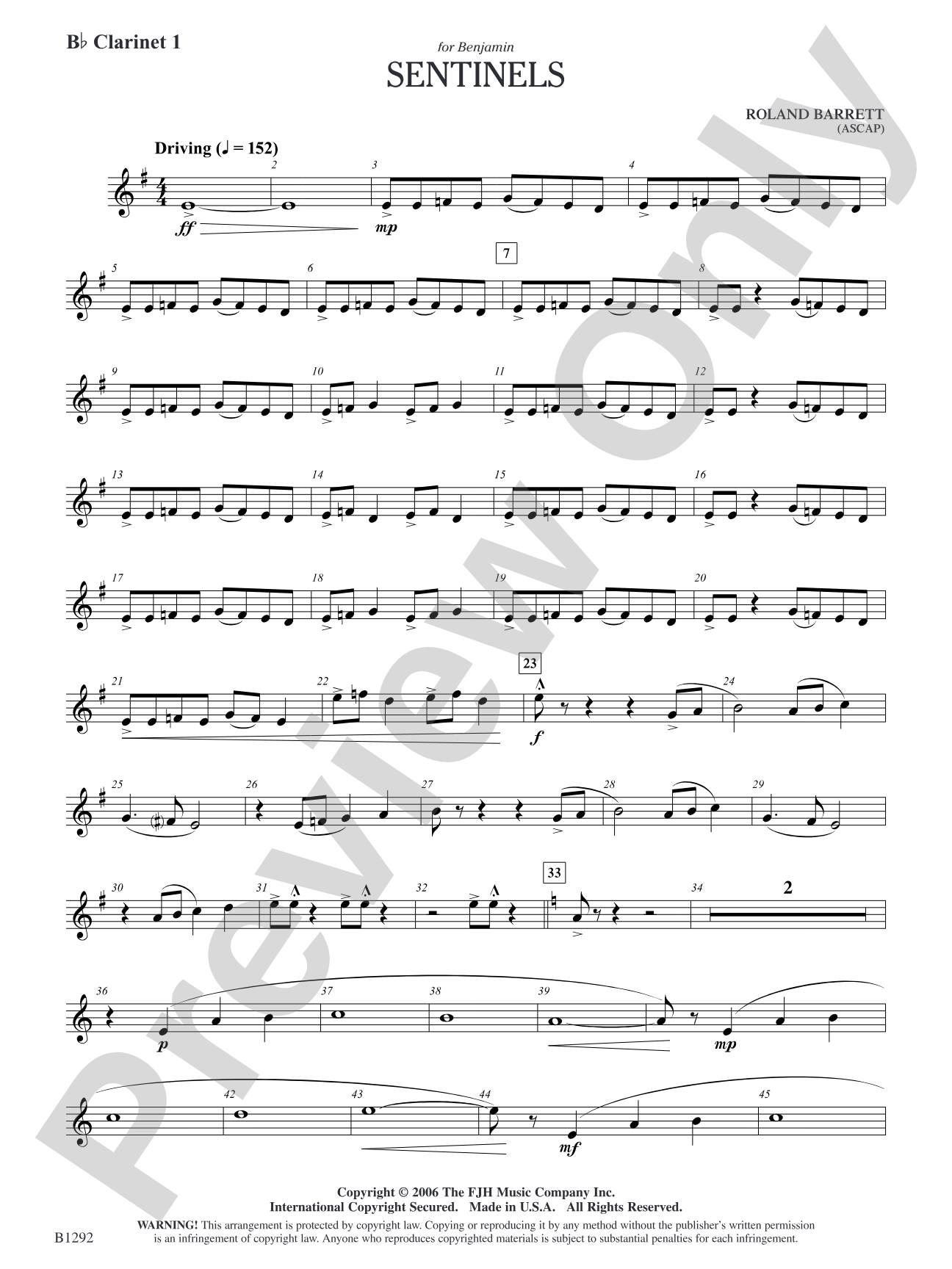 Sentinels: B-flat Clarinet 1