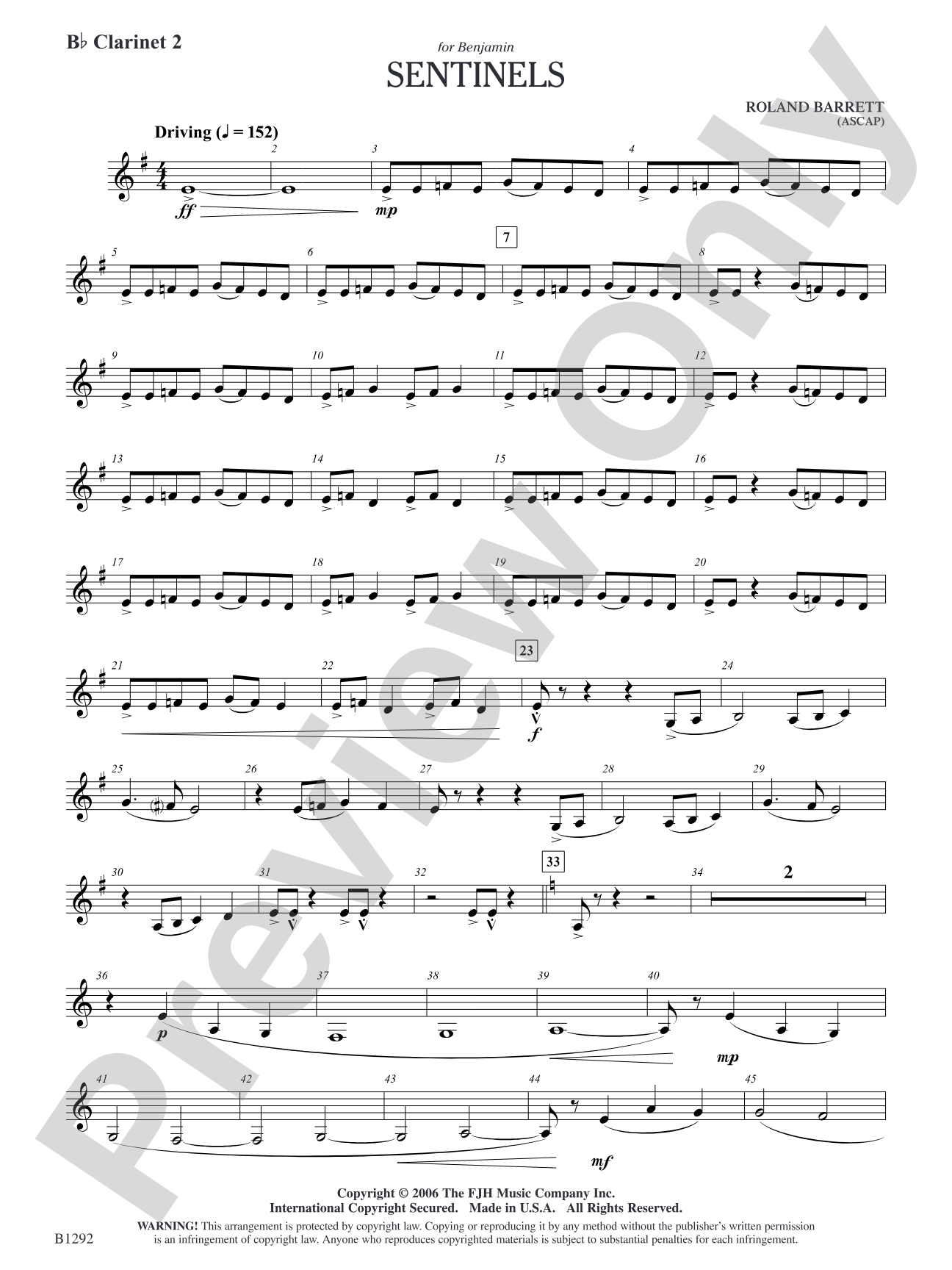 Sentinels: B-flat Clarinet 2