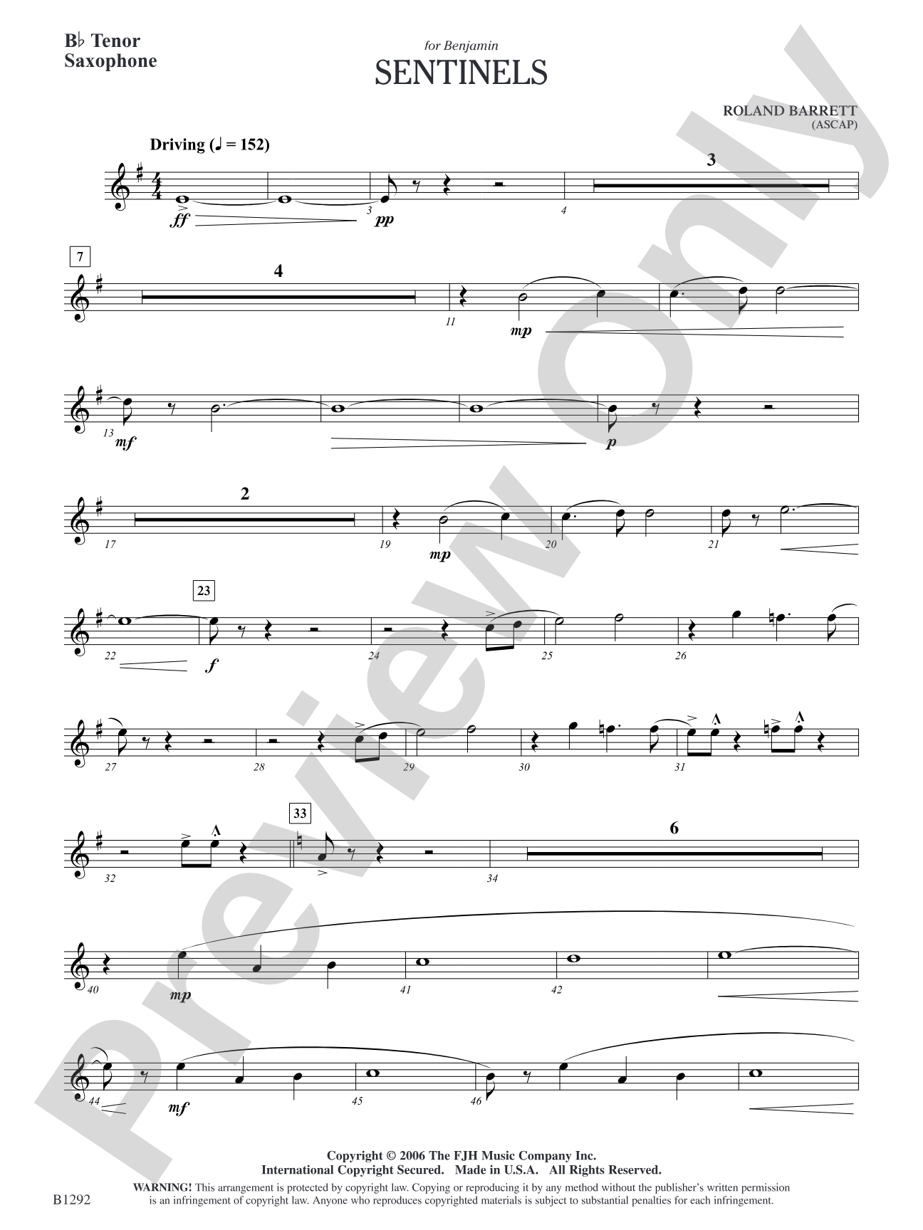 Sentinels: B-flat Tenor Saxophone