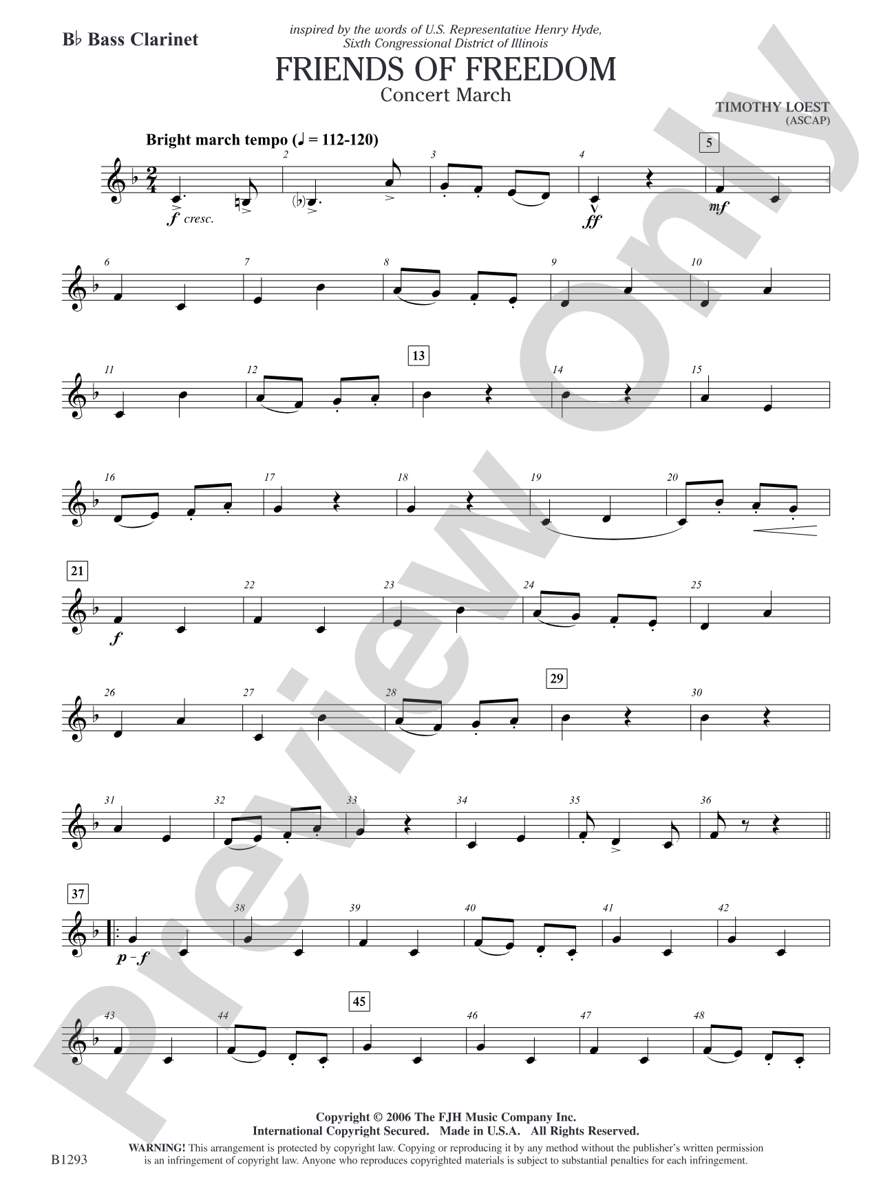 Friends of Freedom (Concert March): B-flat Bass Clarinet