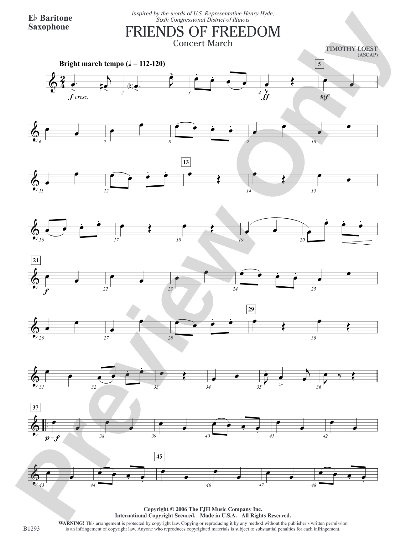 Friends of Freedom (Concert March): E-flat Baritone Saxophone