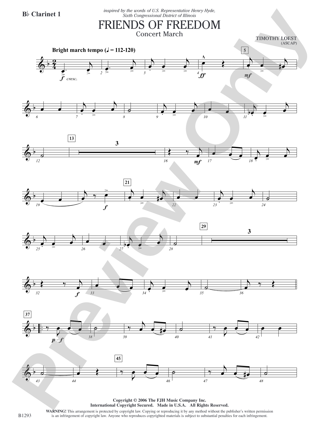 Friends of Freedom (Concert March): B-flat Clarinet 1