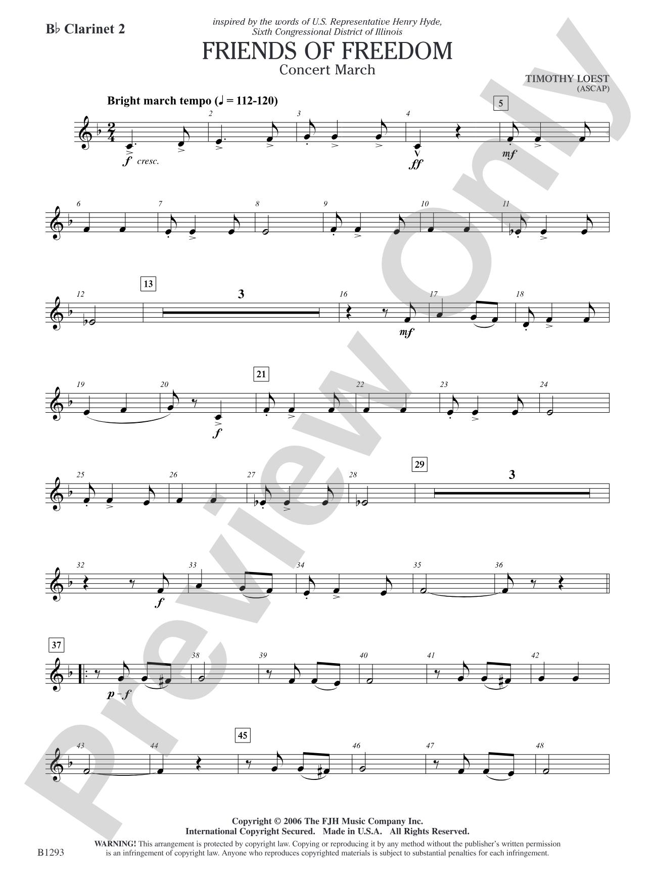 Friends of Freedom (Concert March): B-flat Clarinet 2