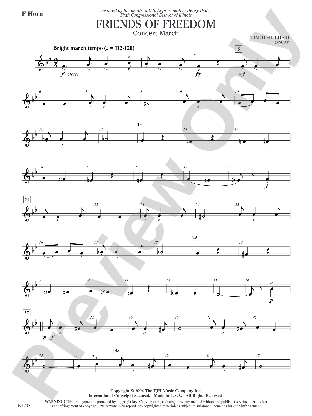 Friends of Freedom (Concert March): F Horn