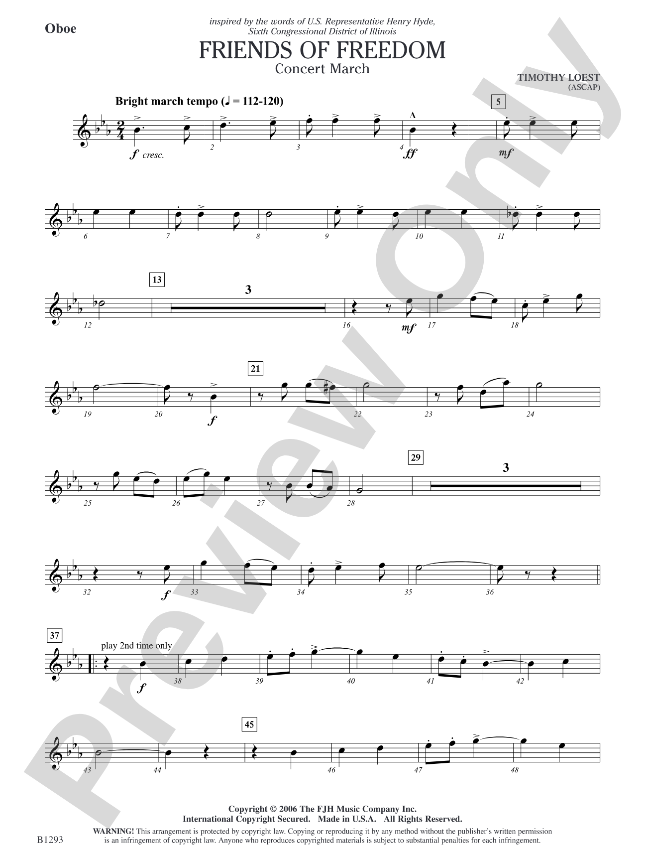 Friends of Freedom (Concert March): Oboe