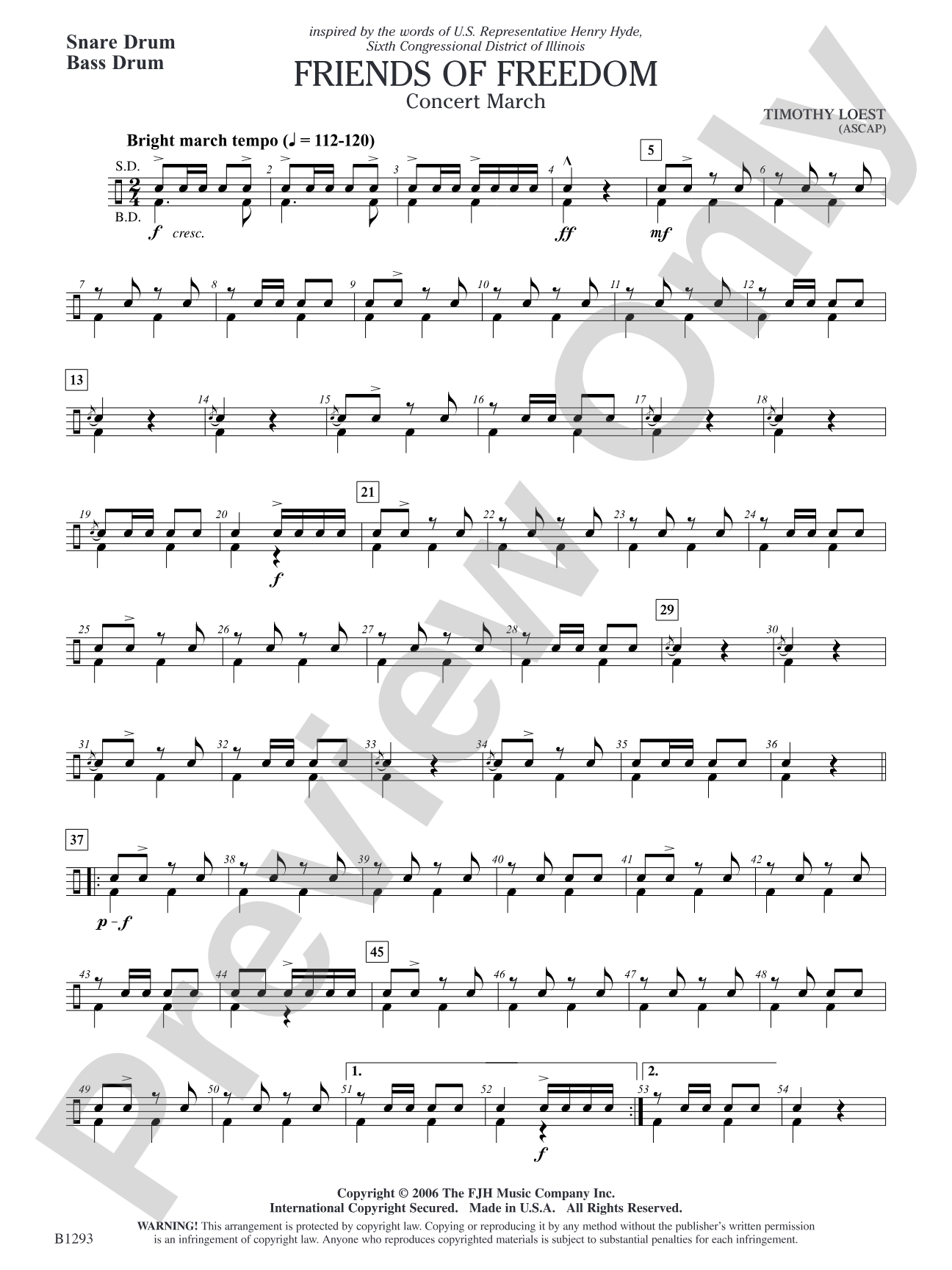 Friends of Freedom (Concert March): Snare Drum / Bass Drum