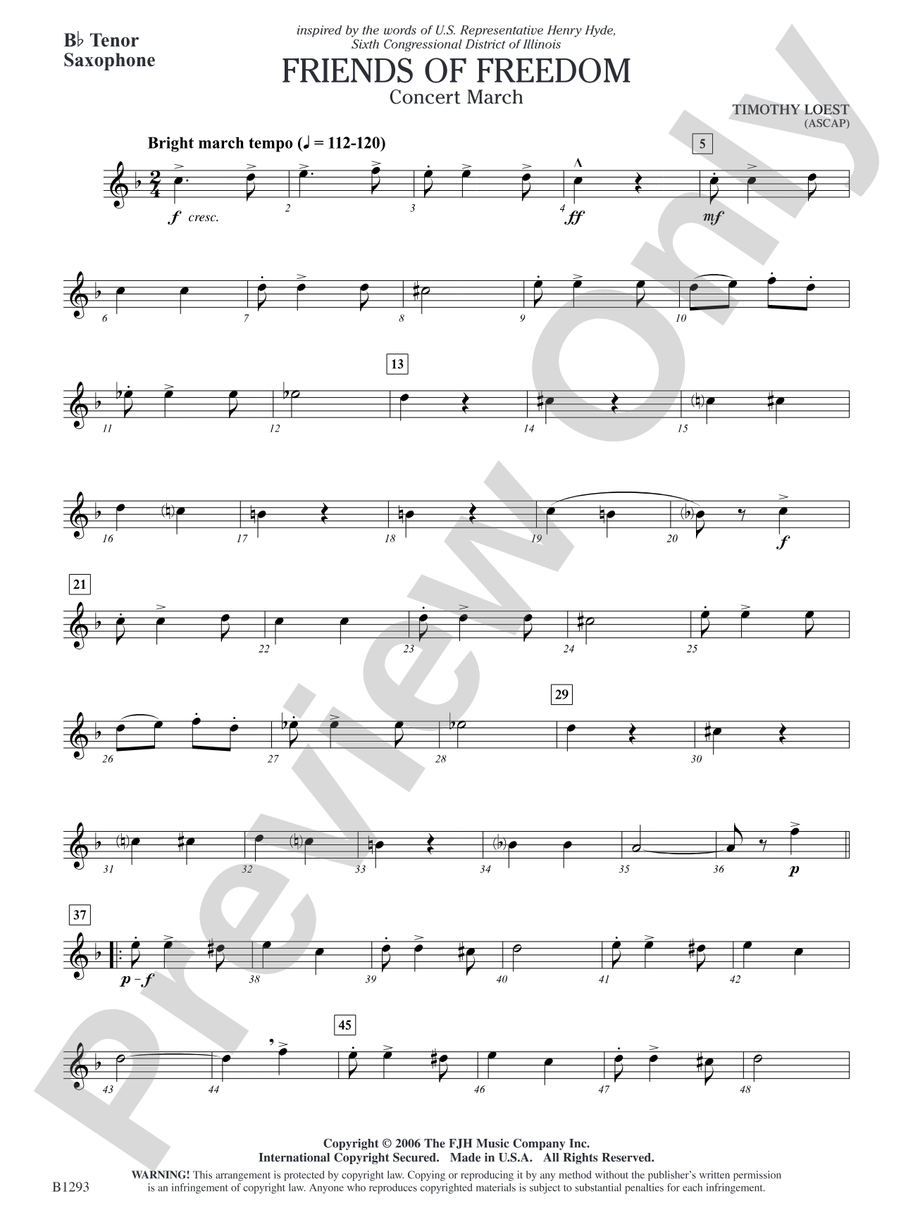 Friends of Freedom (Concert March): B-flat Tenor Saxophone