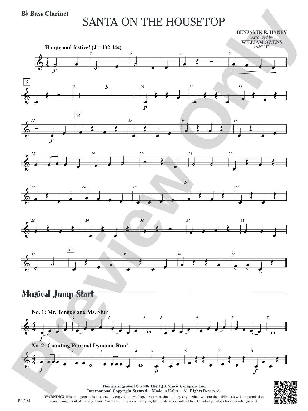 Santa on the Housetop: B-flat Bass Clarinet