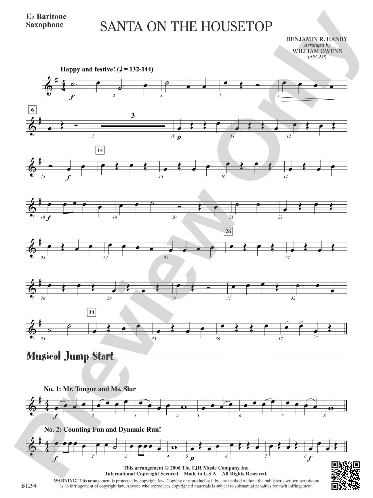 Santa on the Housetop: E-flat Baritone Saxophone