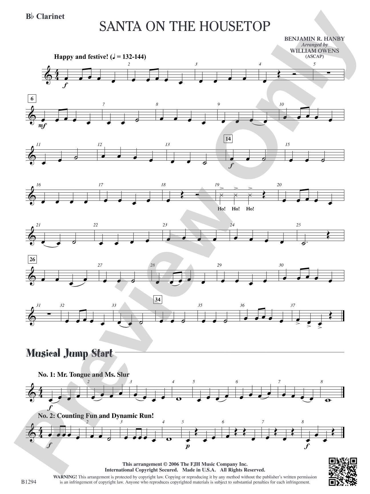 Santa on the Housetop: B-flat Clarinet