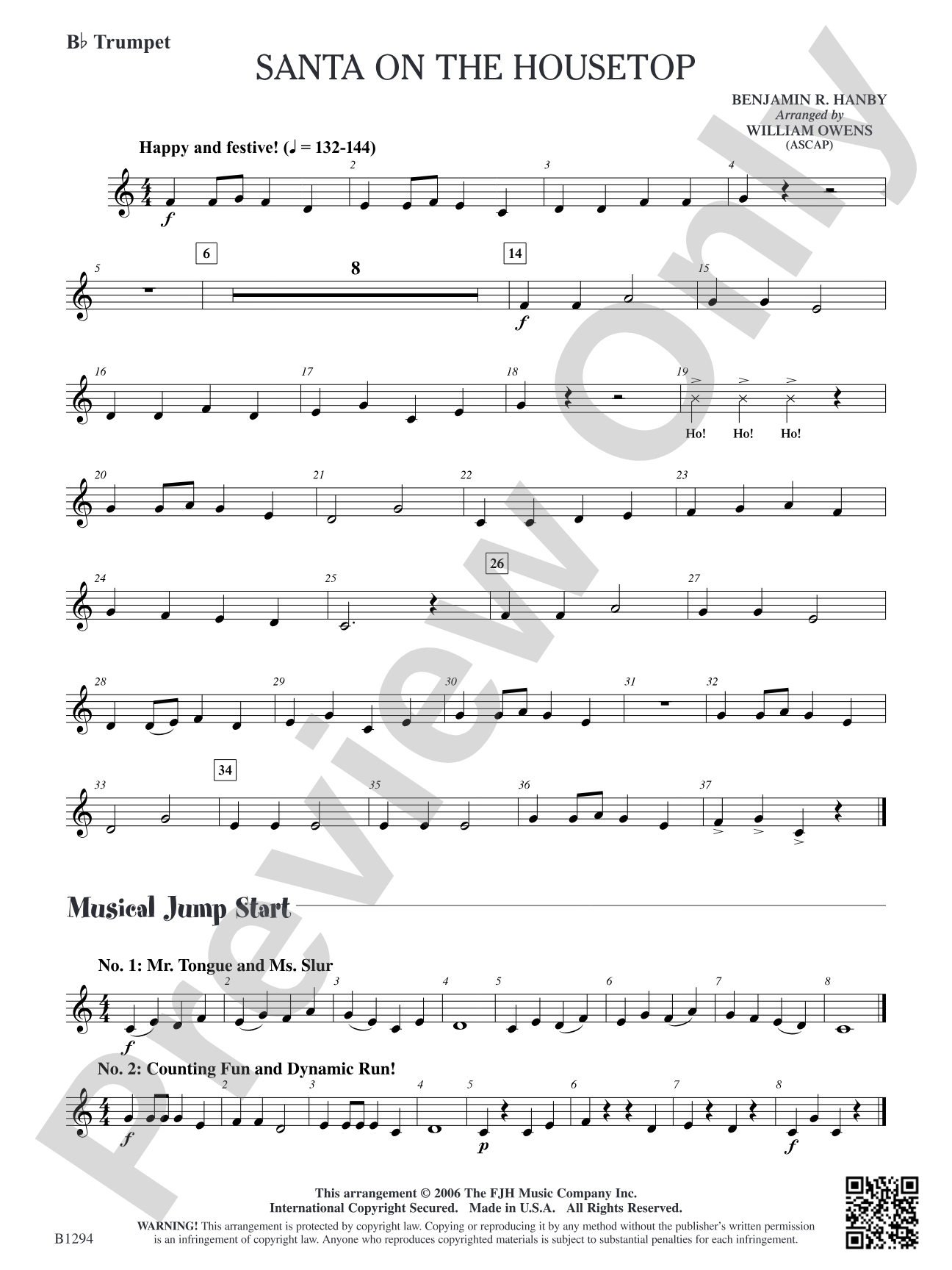 Santa on the Housetop: B-flat Trumpet