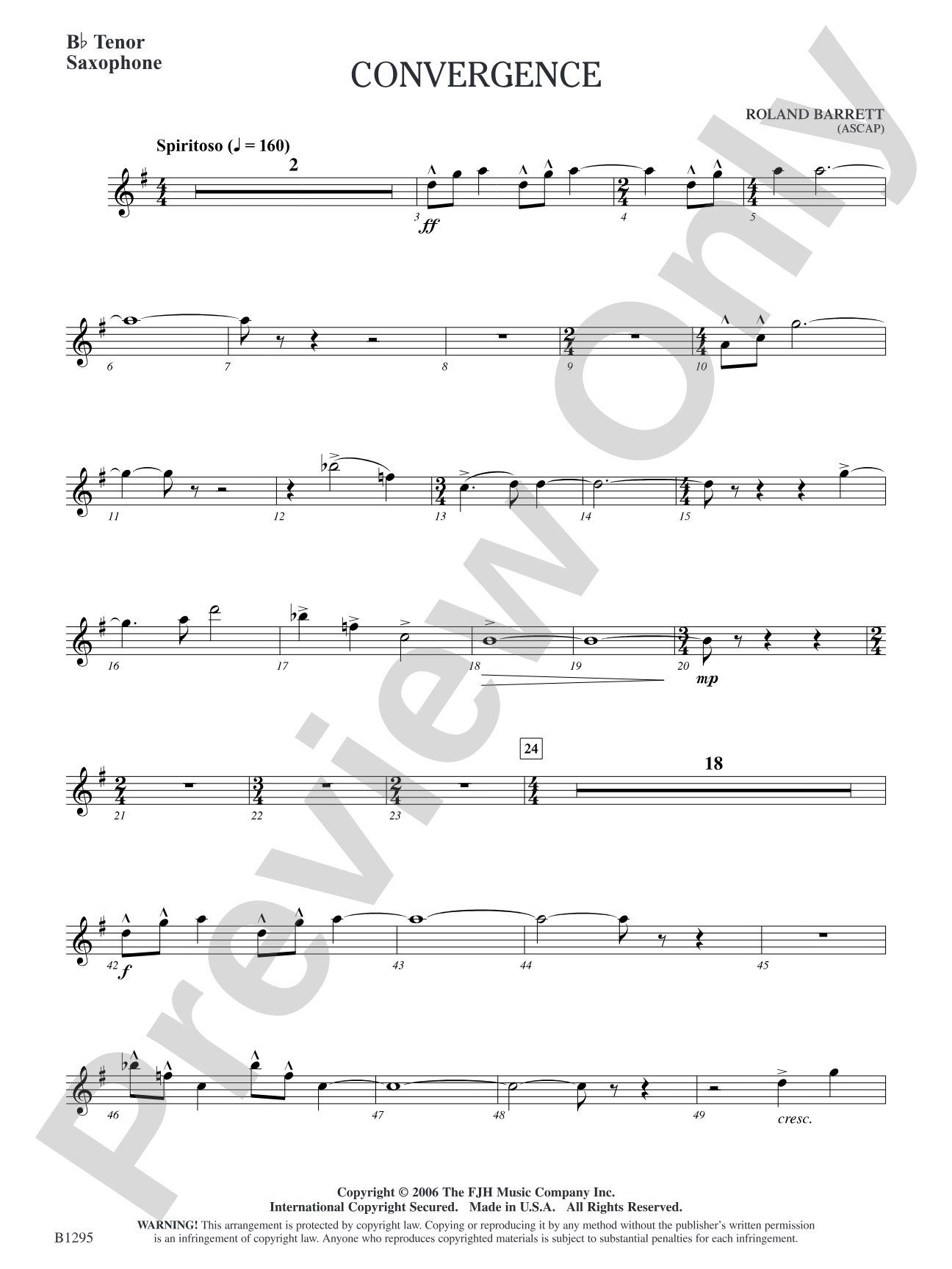 Convergence: B-flat Tenor Saxophone