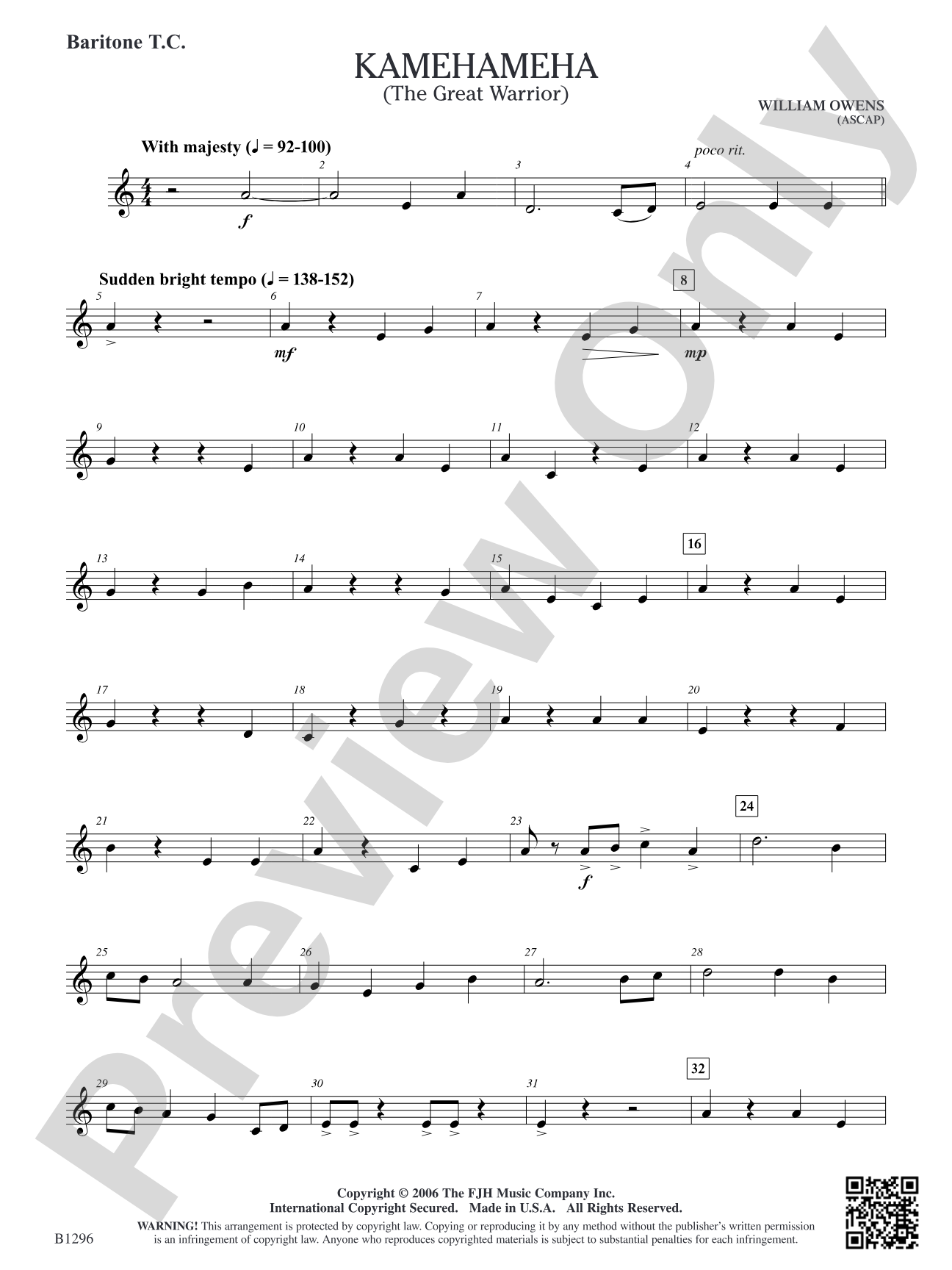 Kamehameha (The Great Warrior): Baritone T.C.