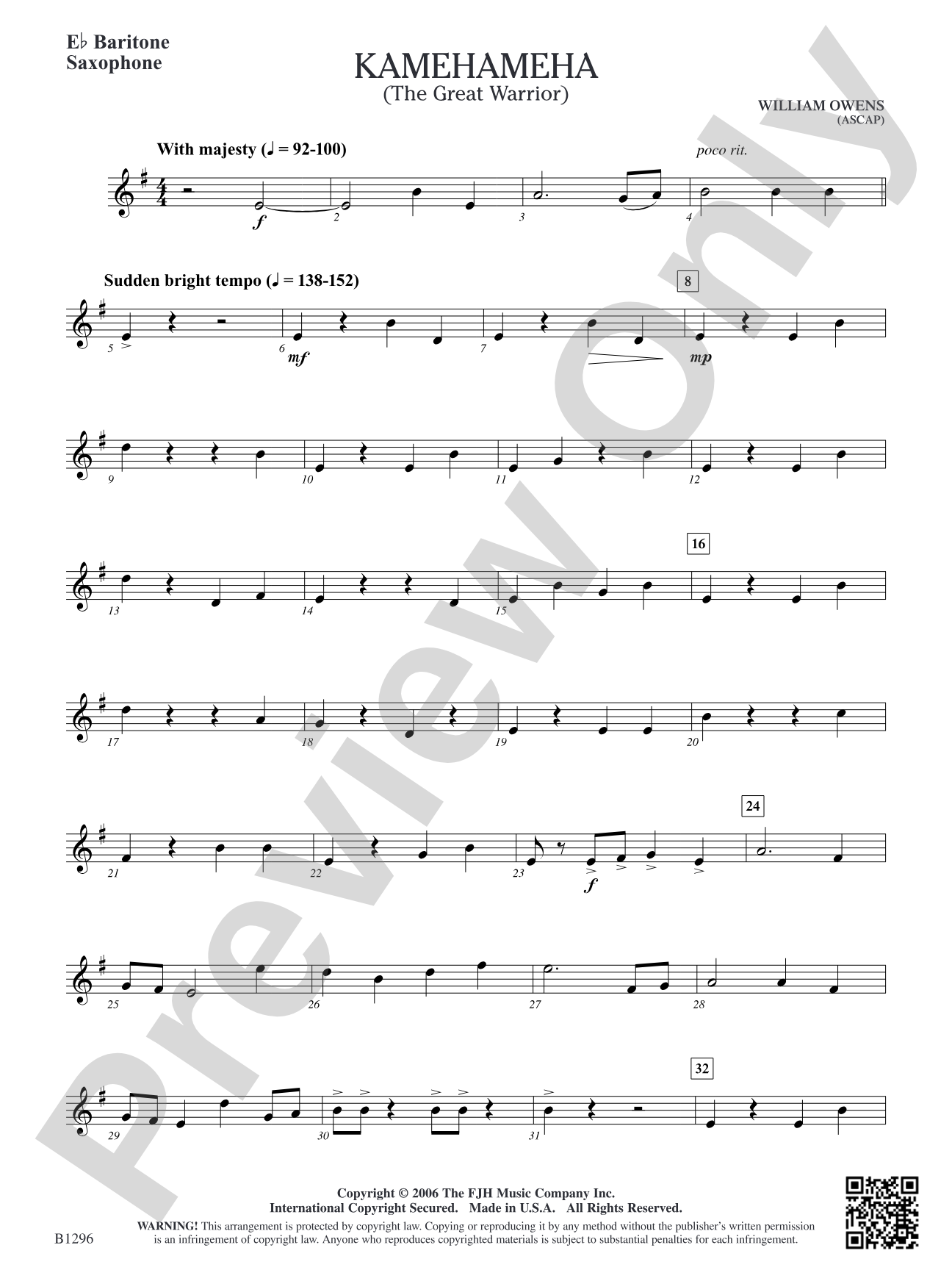 Kamehameha (The Great Warrior): E-flat Baritone Saxophone