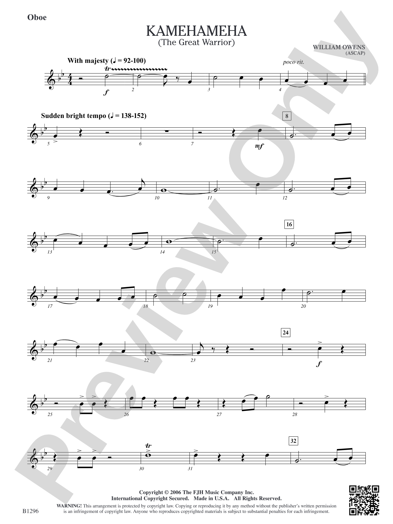 Kamehameha (The Great Warrior): Oboe