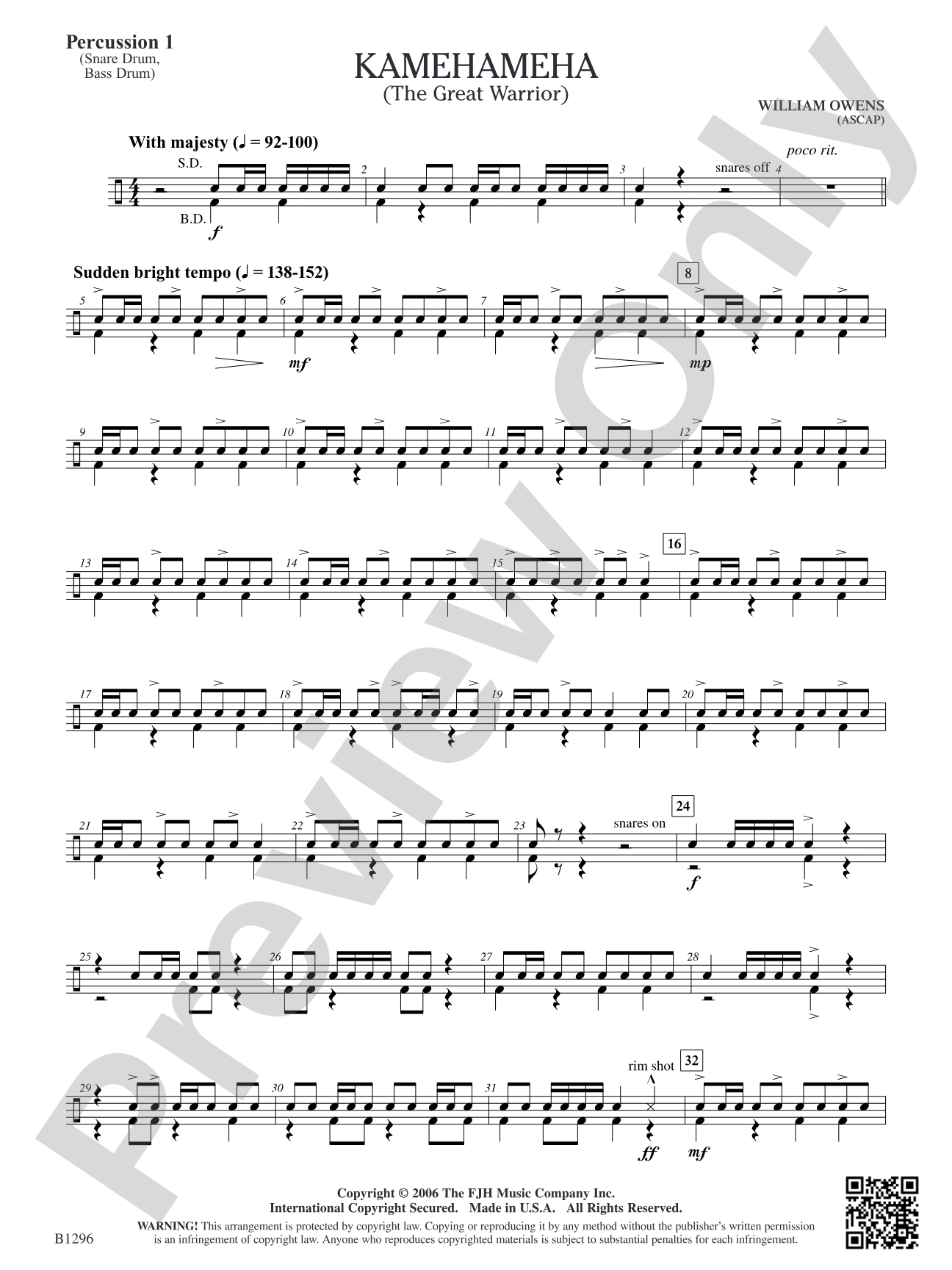 Kamehameha (The Great Warrior): Percussion 1