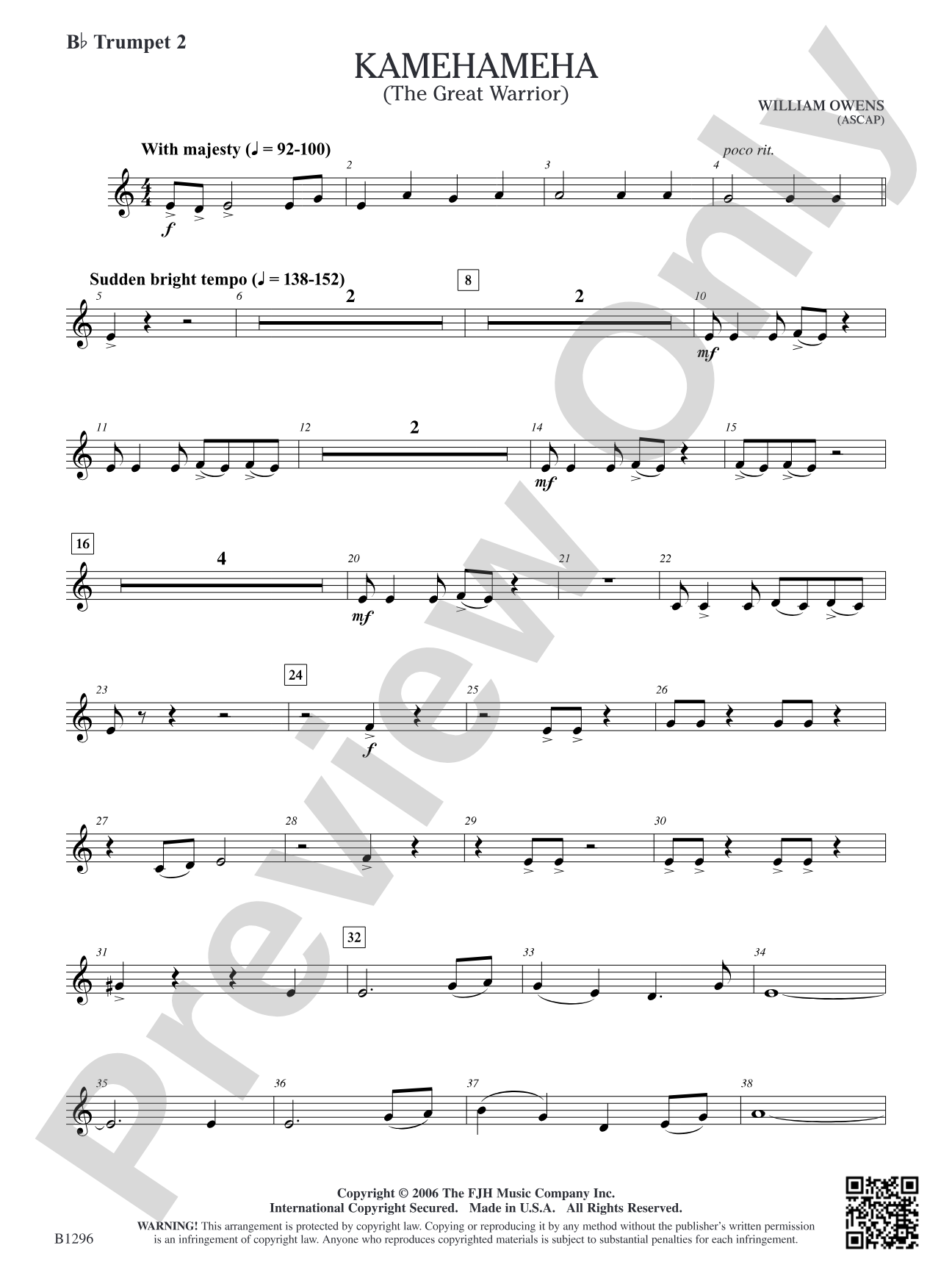 Kamehameha (The Great Warrior): B-flat Trumpet 2