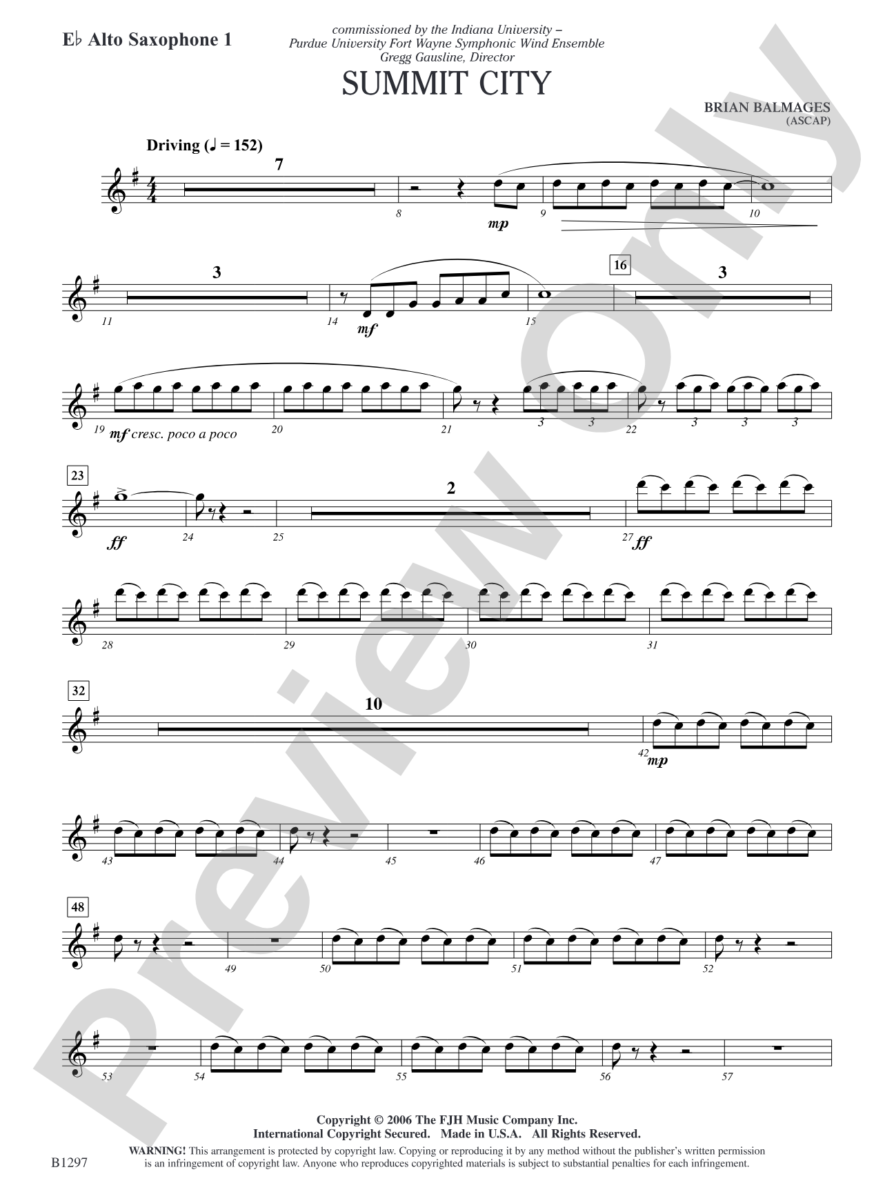Summit City: E-flat Alto Saxophone 1