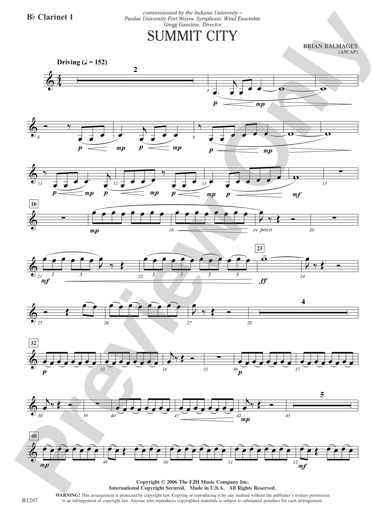 Summit City: B-flat Clarinet 1
