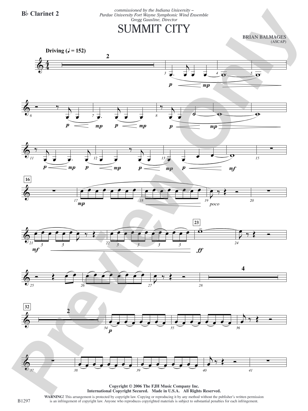 Summit City: B-flat Clarinet 2
