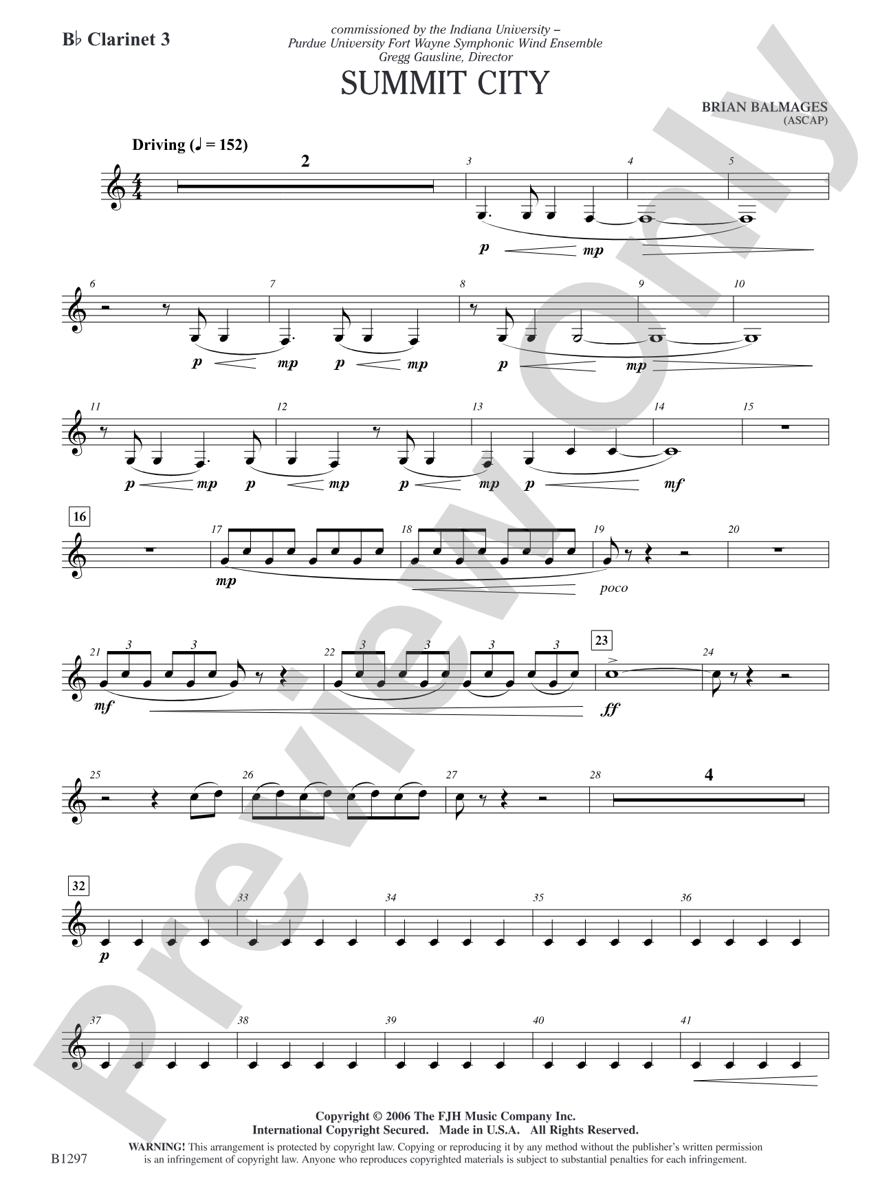 Summit City: B-flat Clarinet 3
