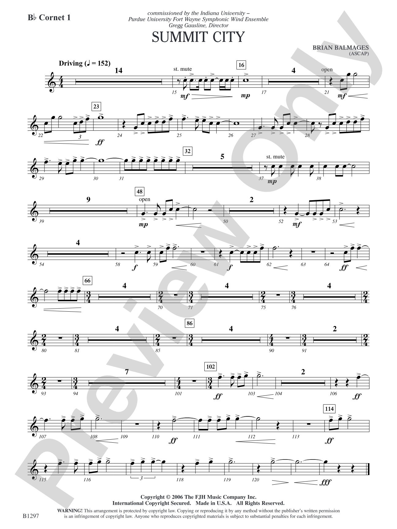 Summit City: B-flat Cornet 1