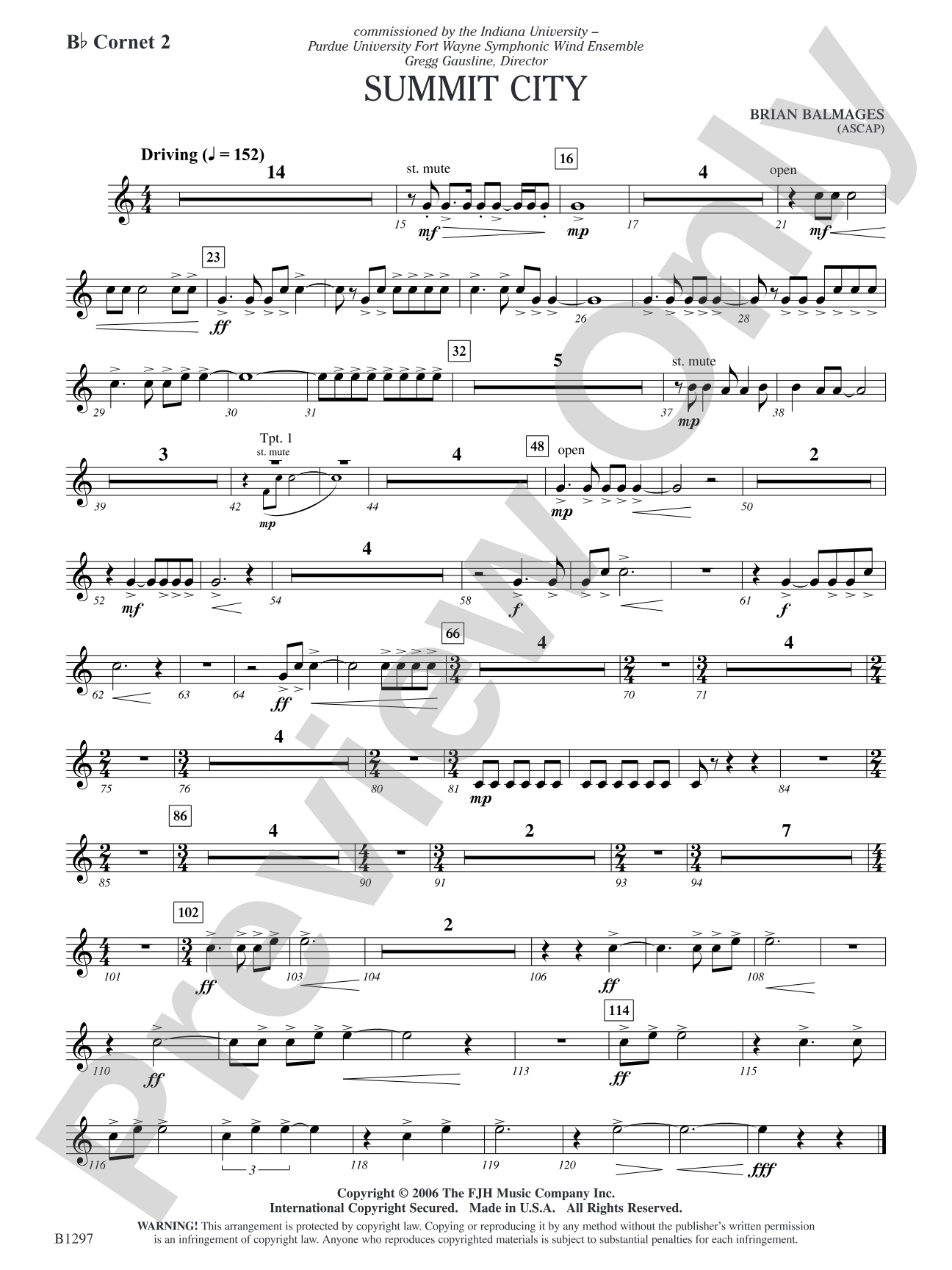Summit City: B-flat Cornet 2