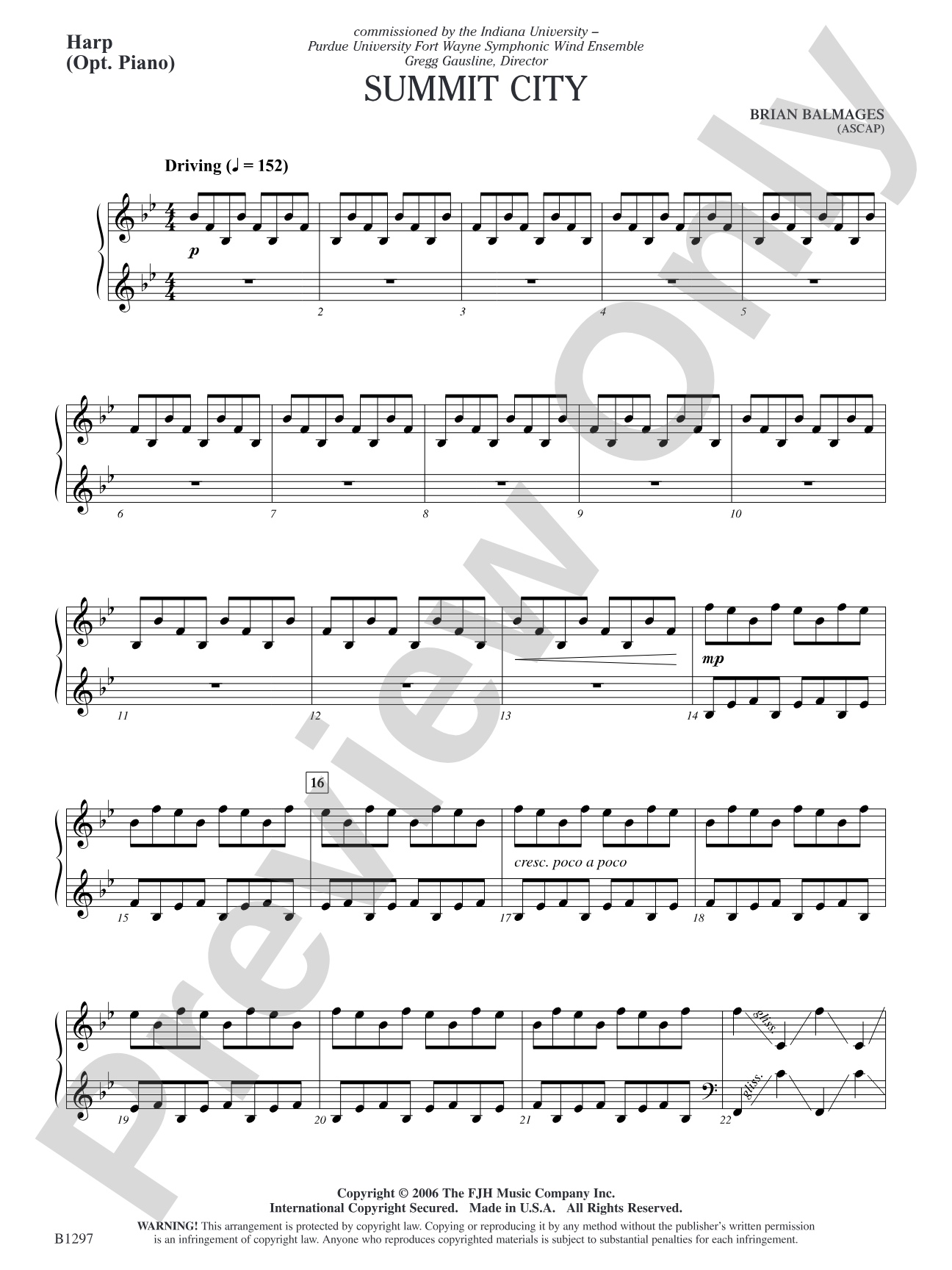 Summit City: Harp (Optional Piano)