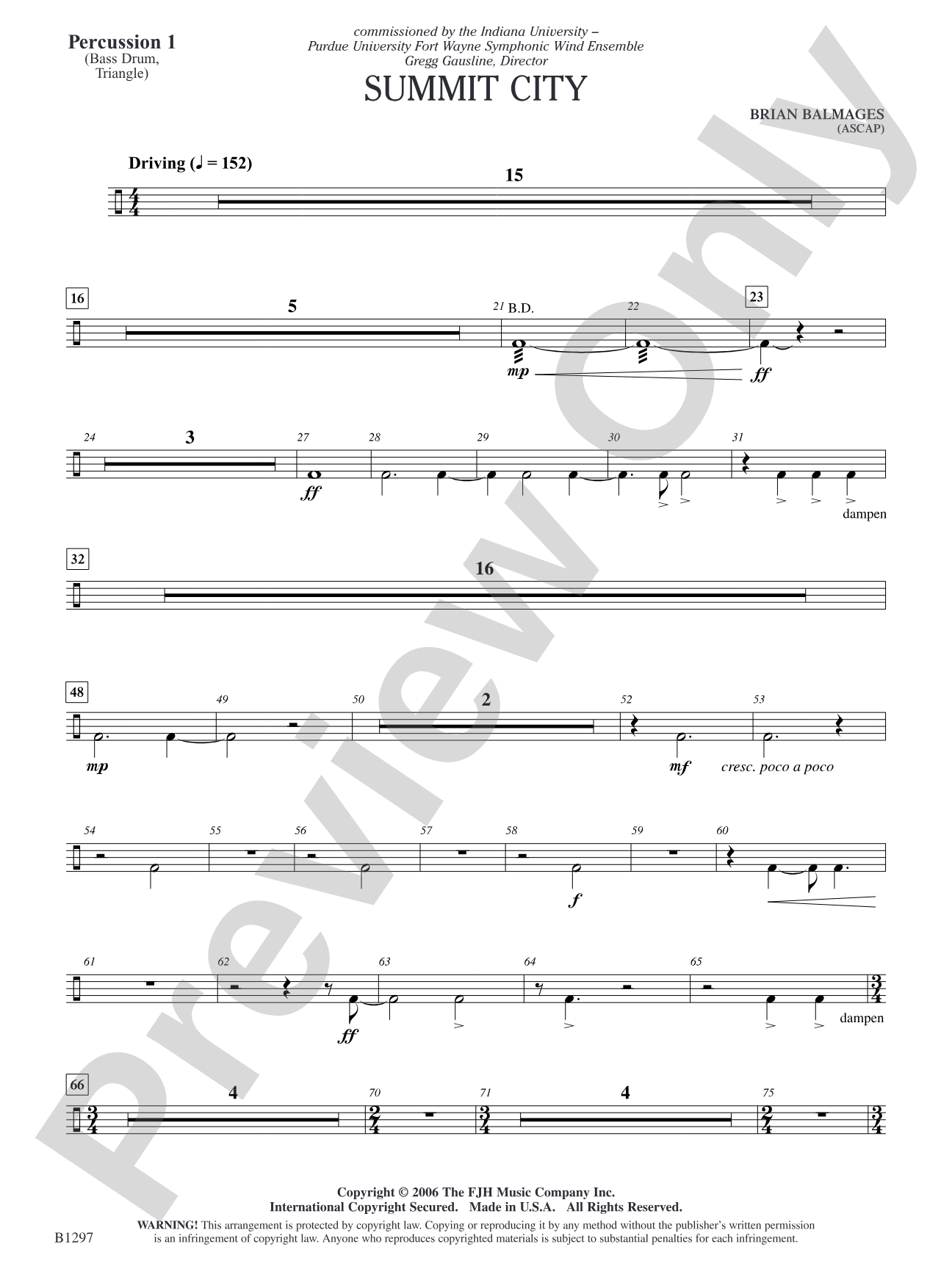 Summit City: Percussion 1
